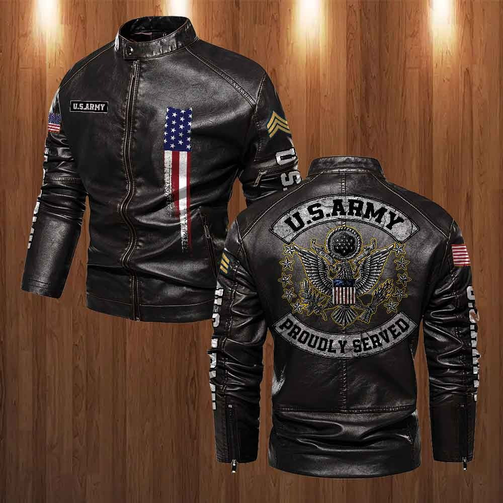 Premium Personalized US Army Veteran Leather Jacket VPVC702274, Gifts For Army Veteran, Gifts On Father’s Day, Veterans Day