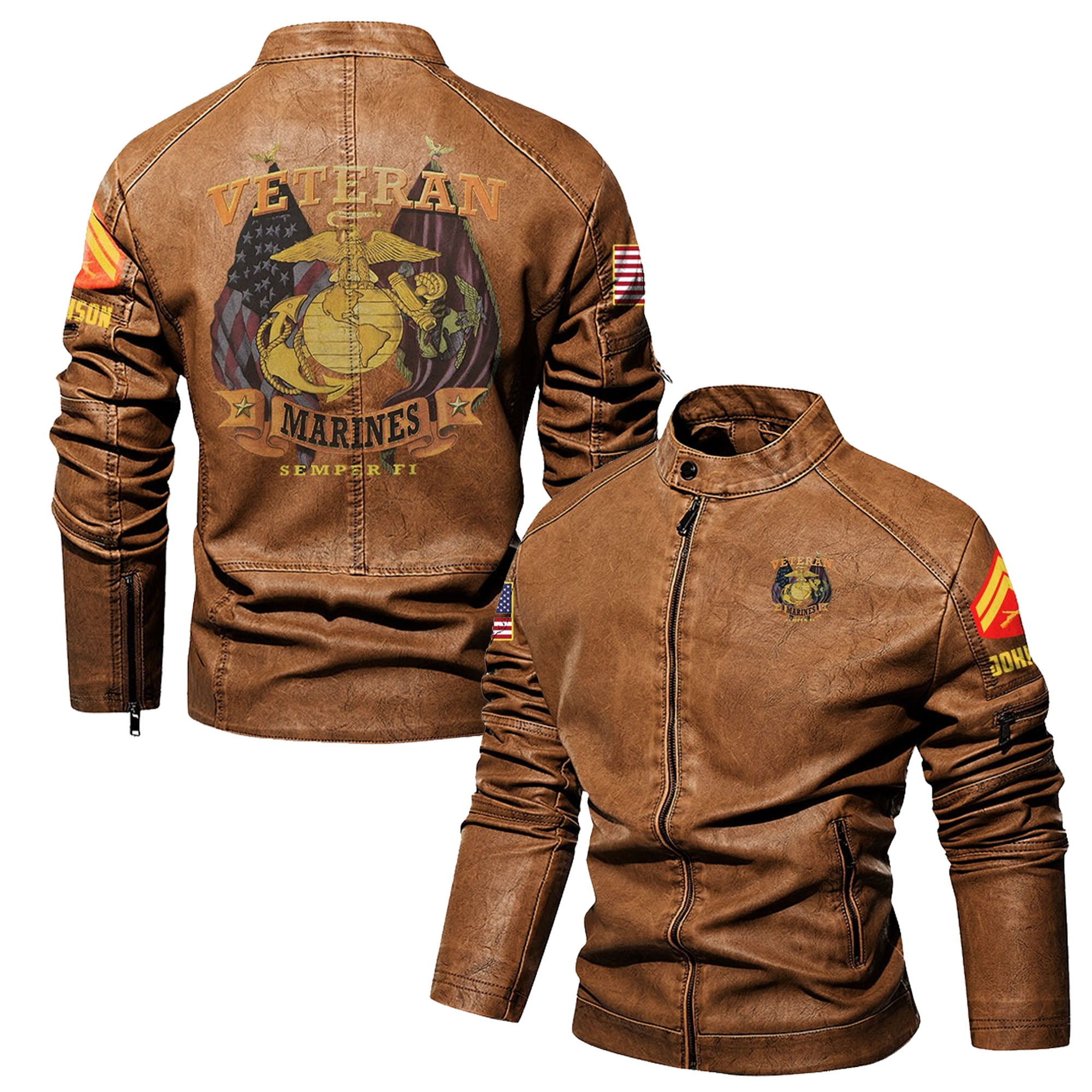 Premium Personalized USMC Veteran Leather Jacket VPVC702276, Gifts For Marine Veteran, Gifts On Father’s Day, Veterans Day
