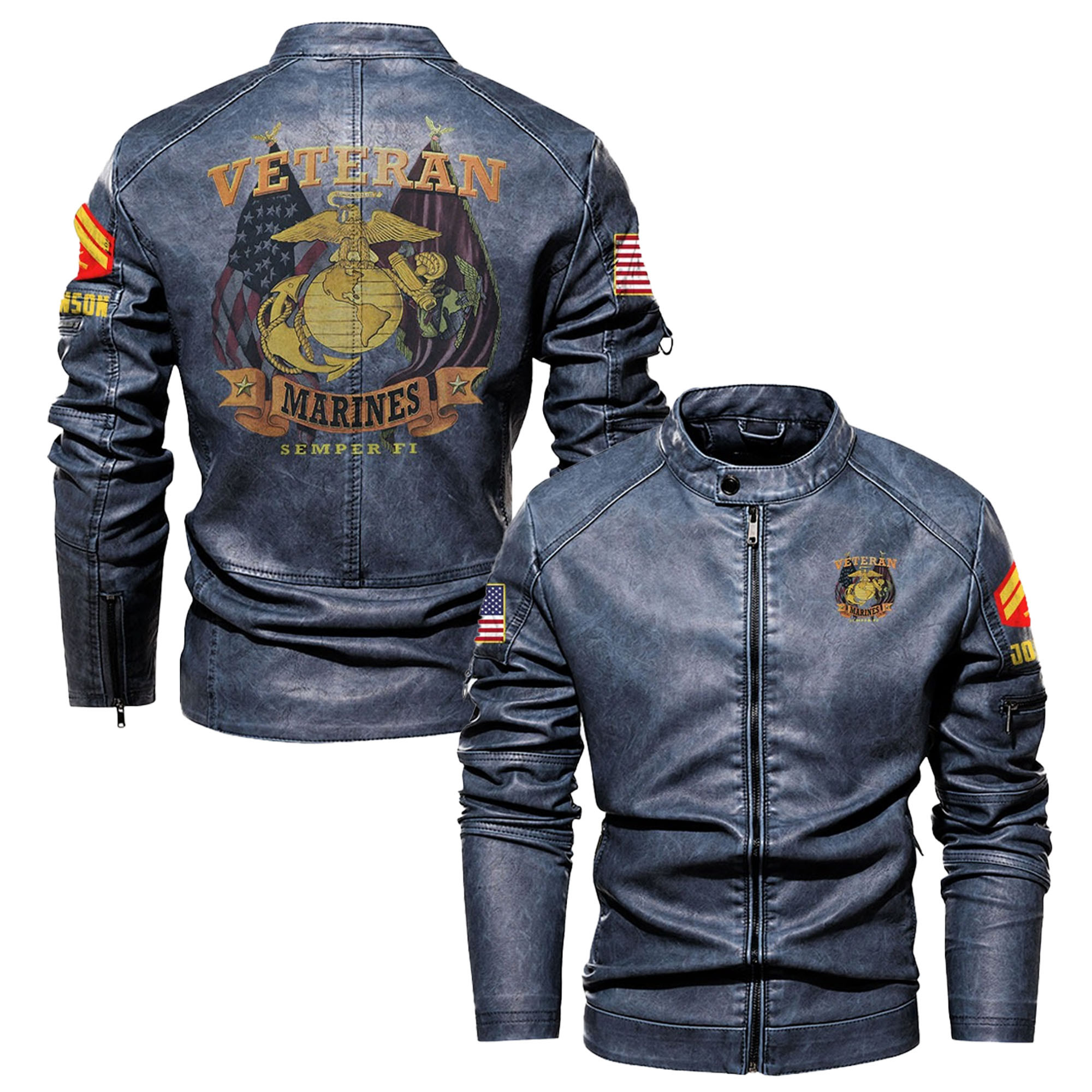 Premium Personalized USMC Veteran Leather Jacket VPVC702277, Gifts For Marine Veteran, Gifts On Father’s Day, Veterans Day