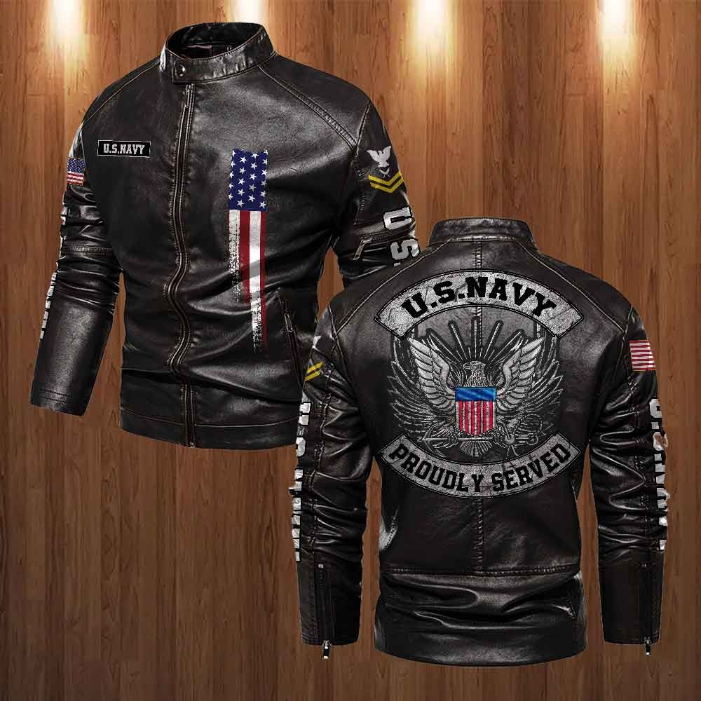 Premium Personalized US Navy Veteran Leather Jacket VPVC702278, Gifts For Navy Veteran, Gifts On Father’s Day, Veterans Day