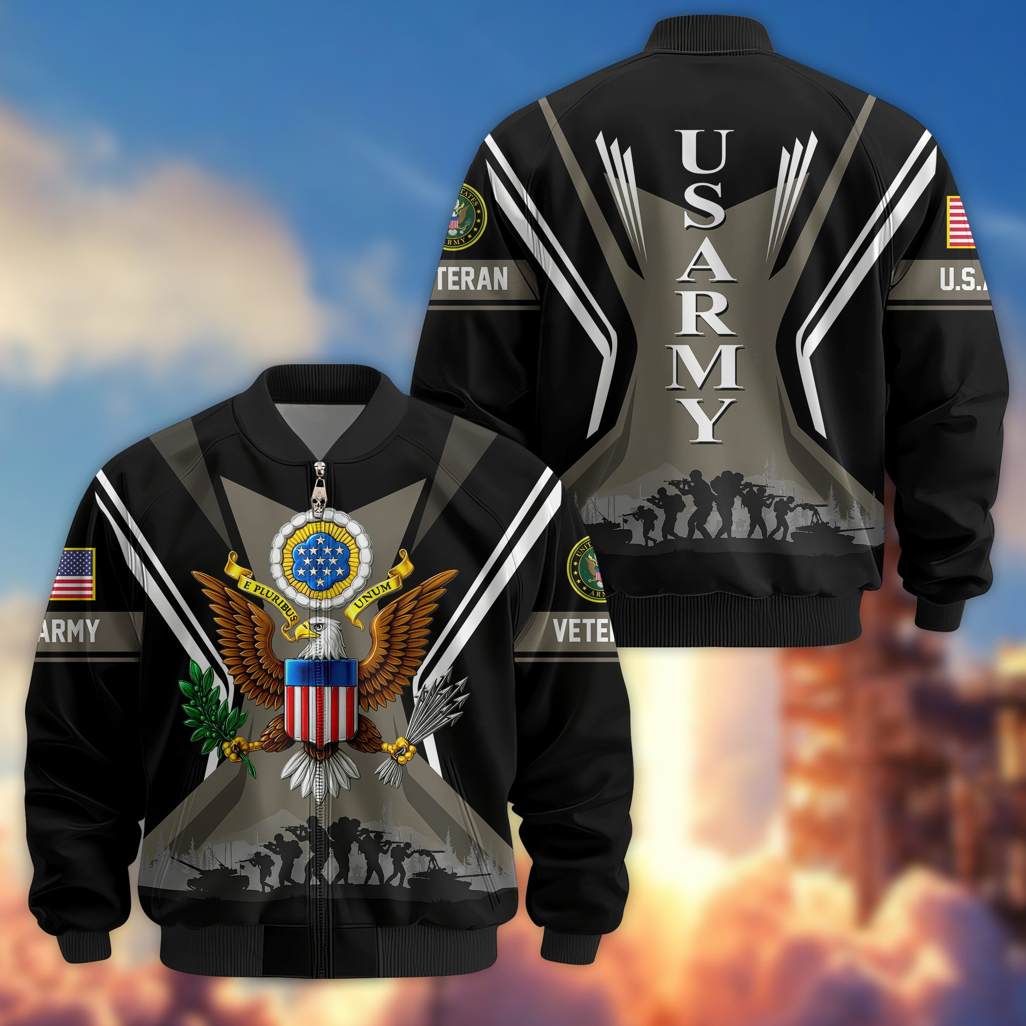 Premium US Veterans Bomber Jacket BPHN130811, Gifts For US Veterans, Gifts On Father’s Day, Veterans Day
