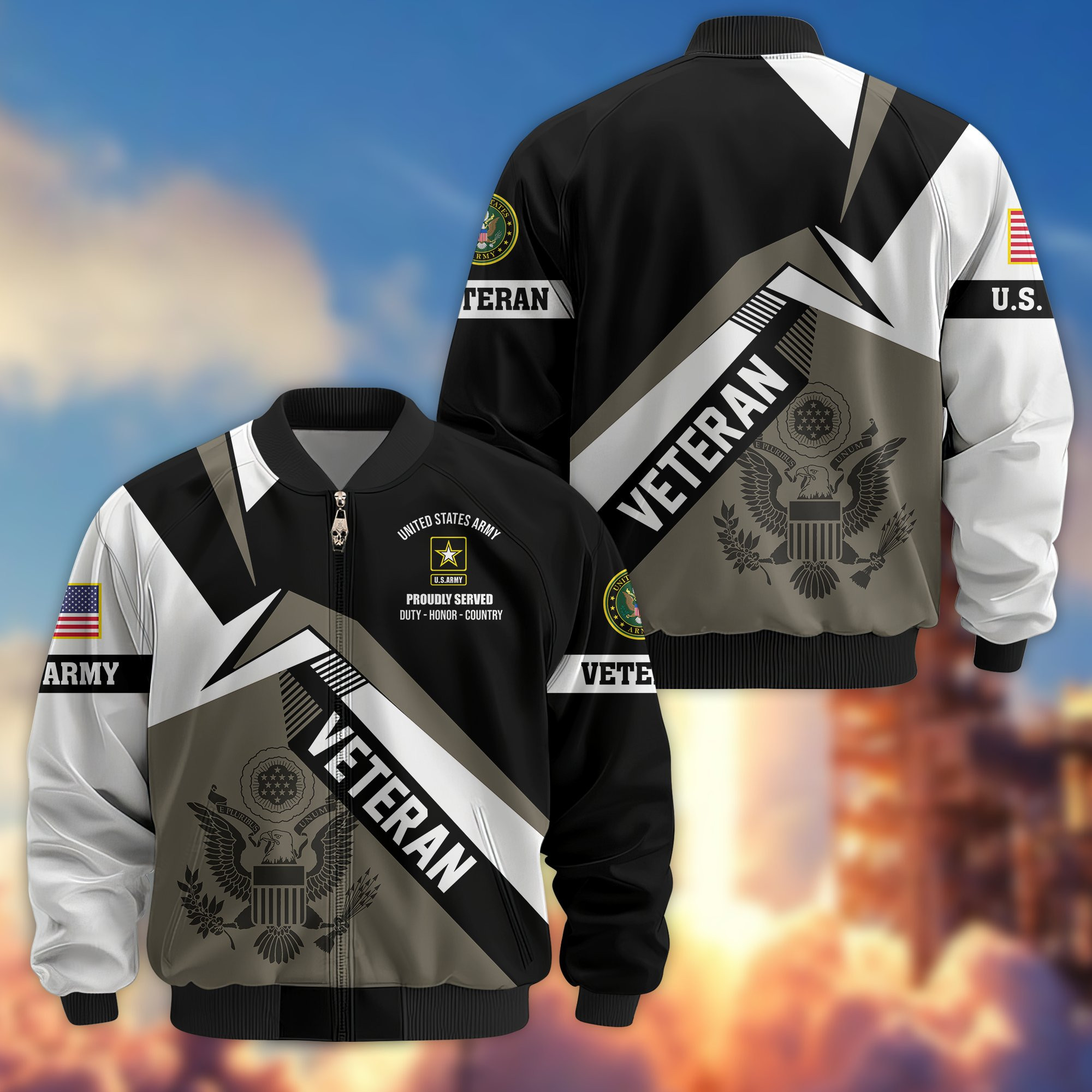 Premium US Veterans Bomber Jacket BPHN030912, Gifts For US Veterans, Gifts On Father’s Day, Veterans Day