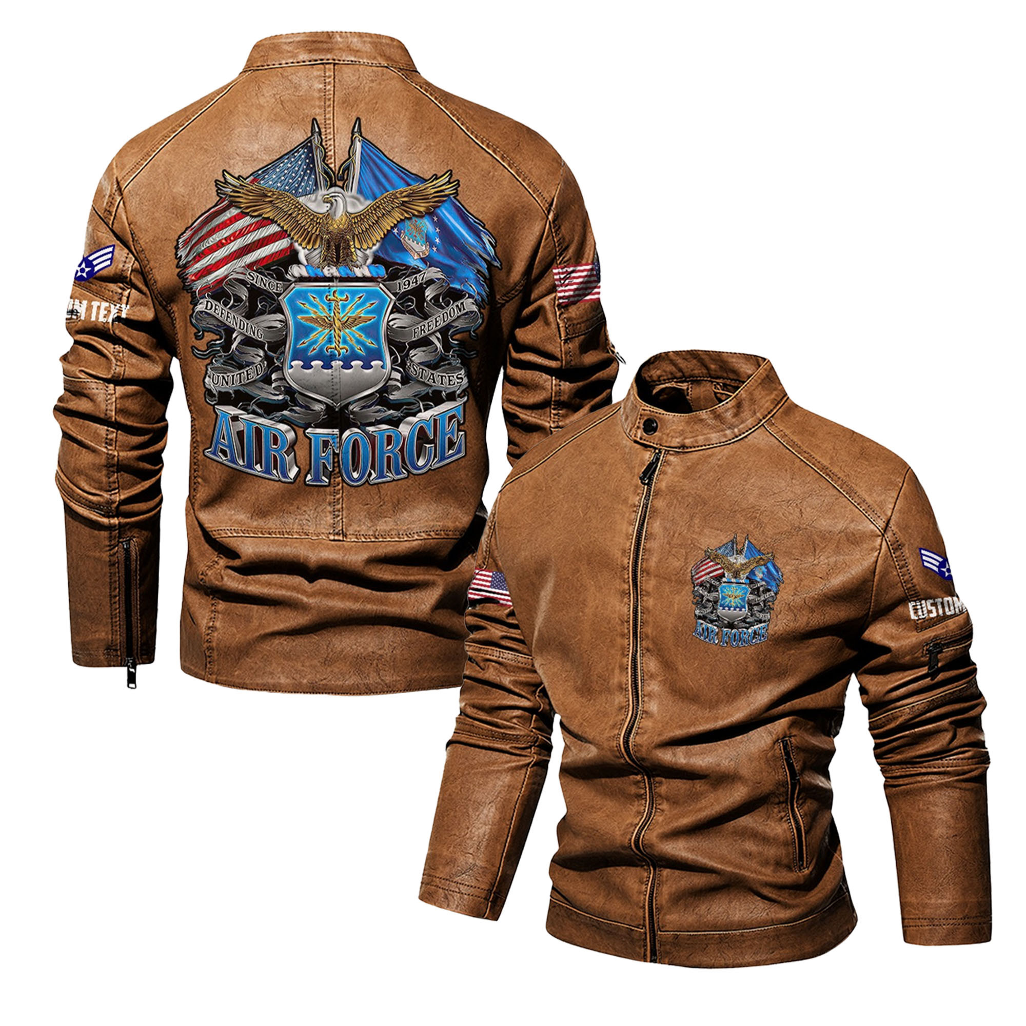 Premium Personalized USAF Veteran Leather Jacket VPVC702282, Gifts For Air Force Veteran, Gifts On Father’s Day, Veterans Day