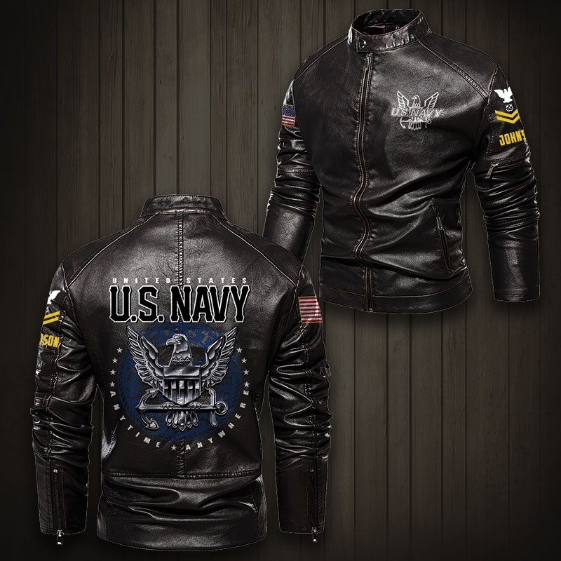 Premium Personalized US Navy Veteran Leather Jacket VPVC702287, Gifts For Navy Veteran, Gifts On Father’s Day, Veterans Day
