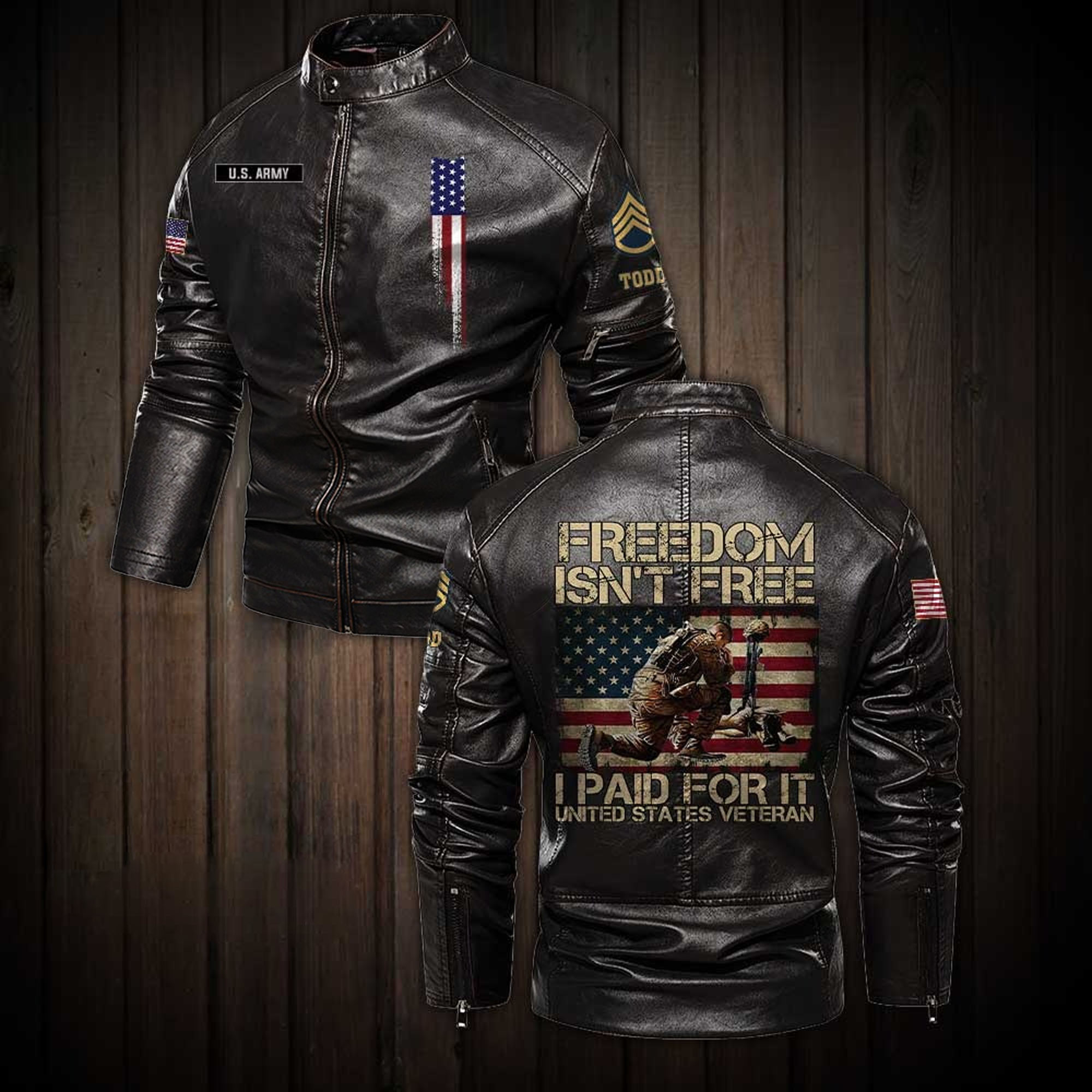 Premium Personalized US Army Veteran Leather Jacket VPVC702290, Gifts For Army Veteran, Gifts On Father’s Day, Veterans Day