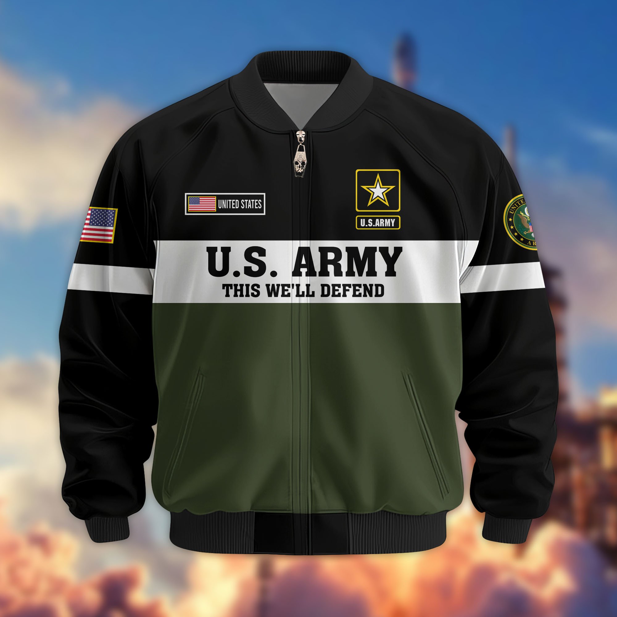 Premium US Veterans Bomber Jacket CPVC180901, Gifts For US Veterans, Gifts On Father’s Day, Veterans Day