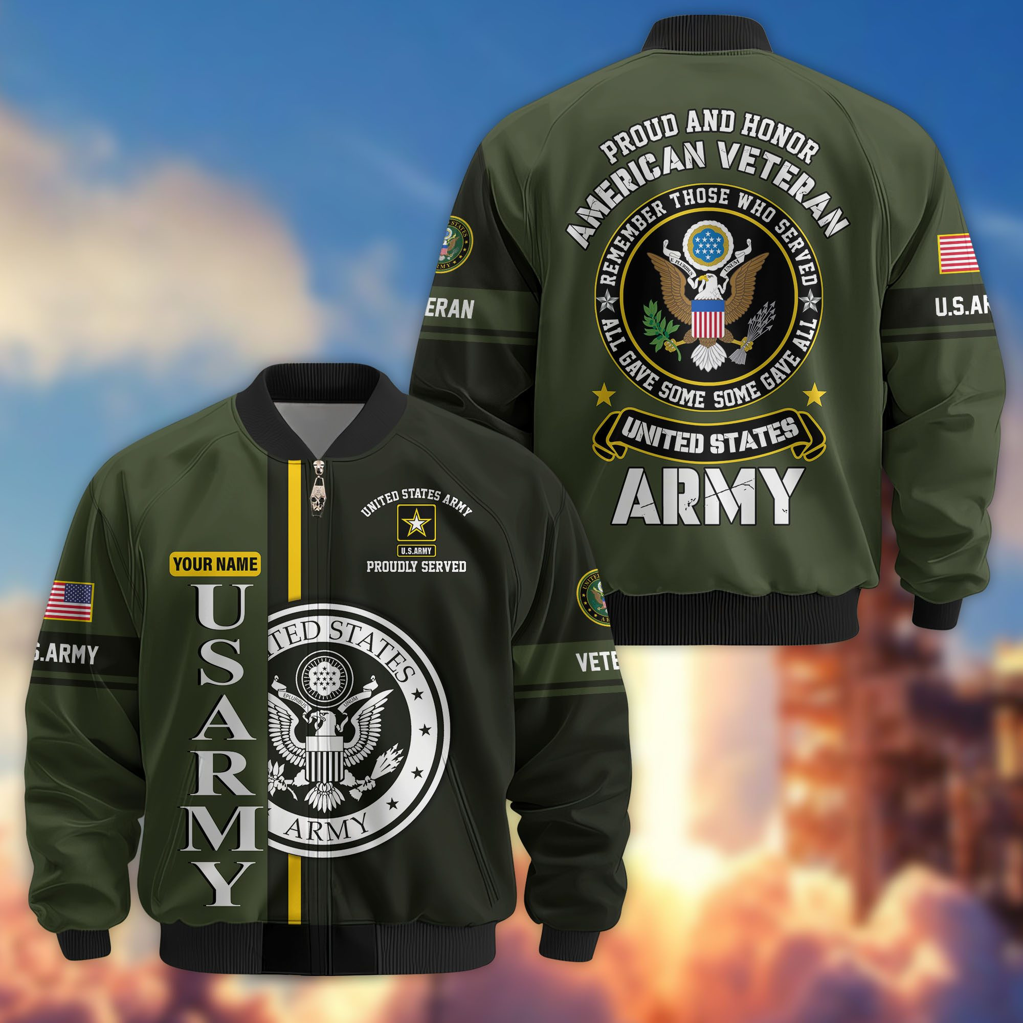 Premium Personalized US Veterans Bomber Jacket BPHN020911, Gifts For US Veterans, Gifts On Father’s Day, Veterans Day