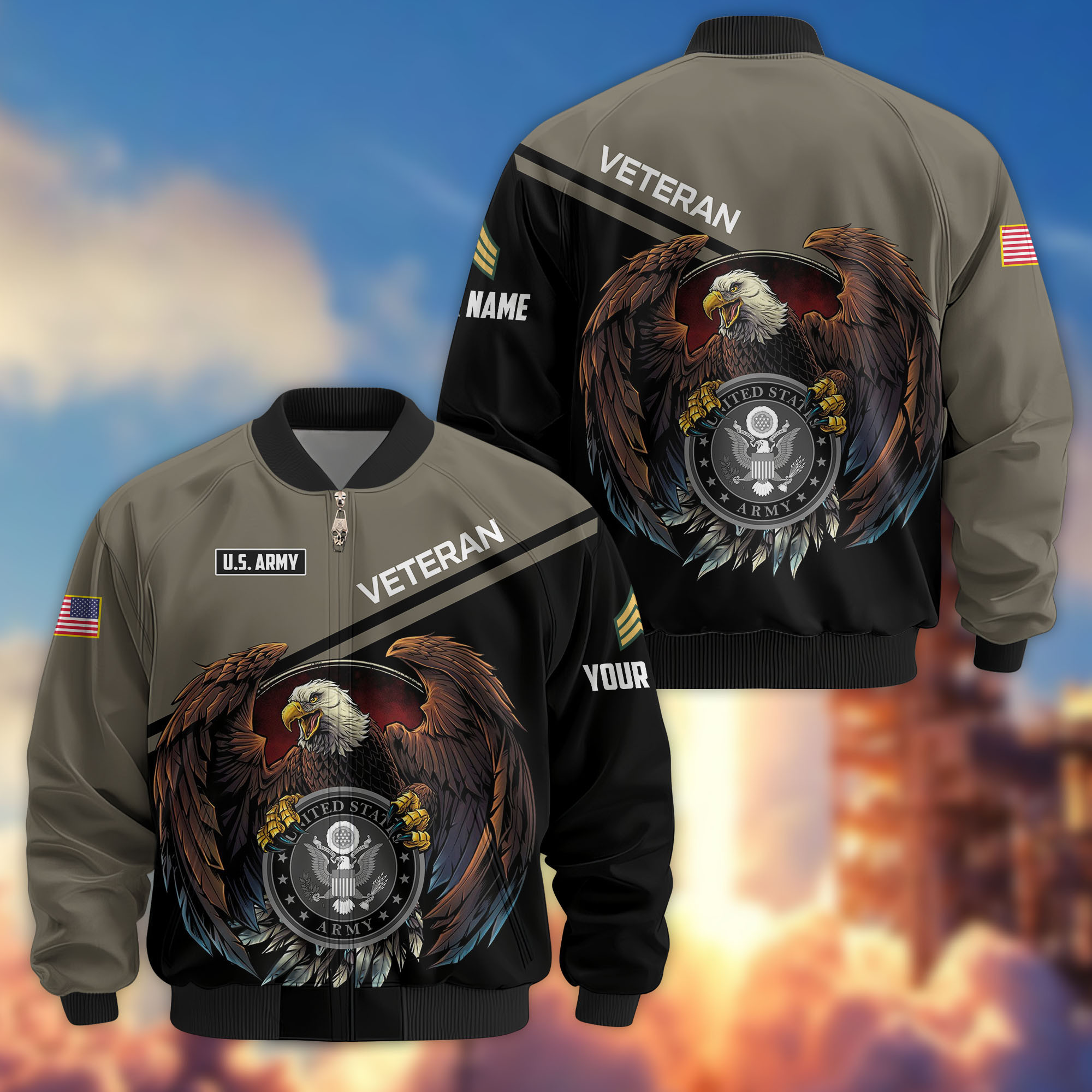 Premium Custom US Army Veteran Bomber Jacket VPVC804910, Gifts For US Army Veteran, Gifts On Father’s Day, Veterans Day