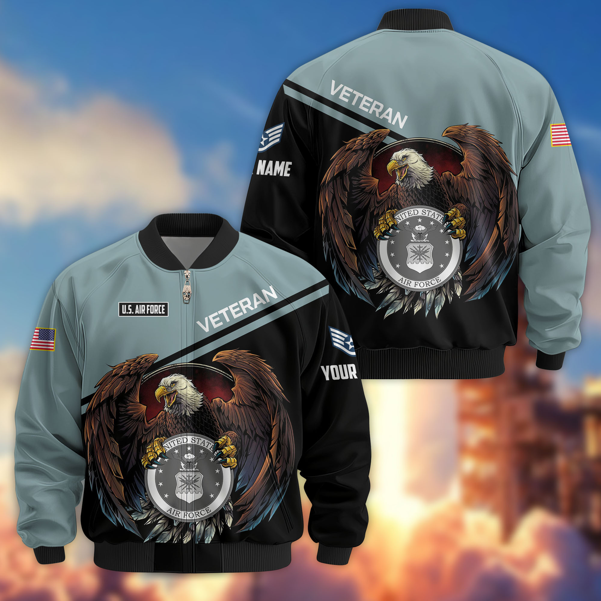 Premium Custom USAF Veteran Bomber Jacket VPVC804904, Gifts For US Air Force Veteran, Gifts On Father’s Day, Veterans Day