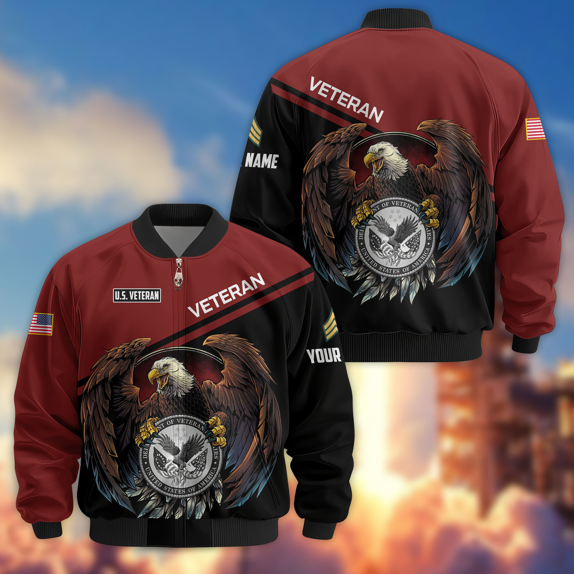 Premium Custom US Veteran Bomber Jacket VPVC804907, Gifts For US Veteran, Gifts On Father’s Day, Veterans Day