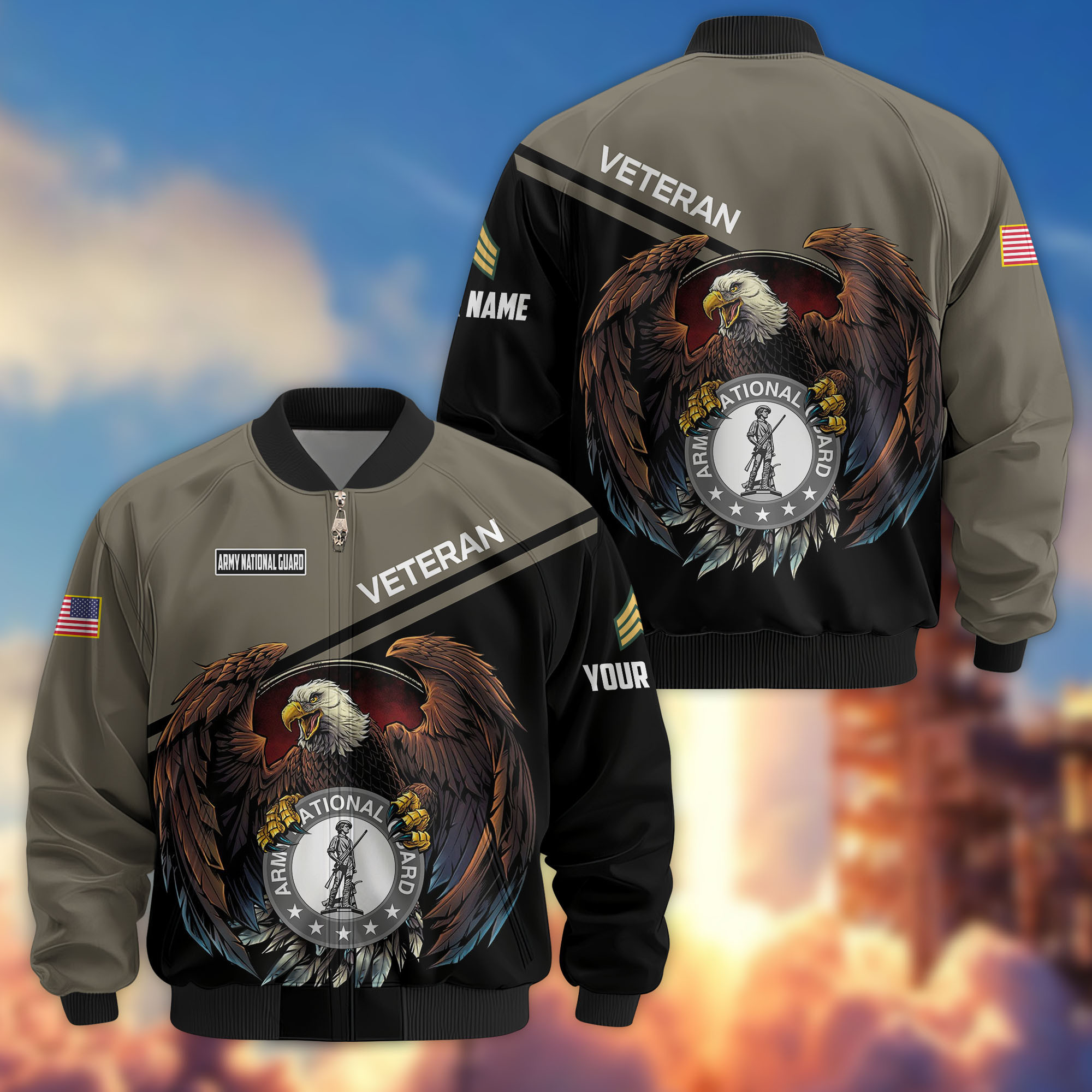 Premium Custom US Army National Guard Veteran Bomber Jacket VPVC804908, Gifts For Army National Guard Veteran, Gifts On Father’s Day, Veterans Day