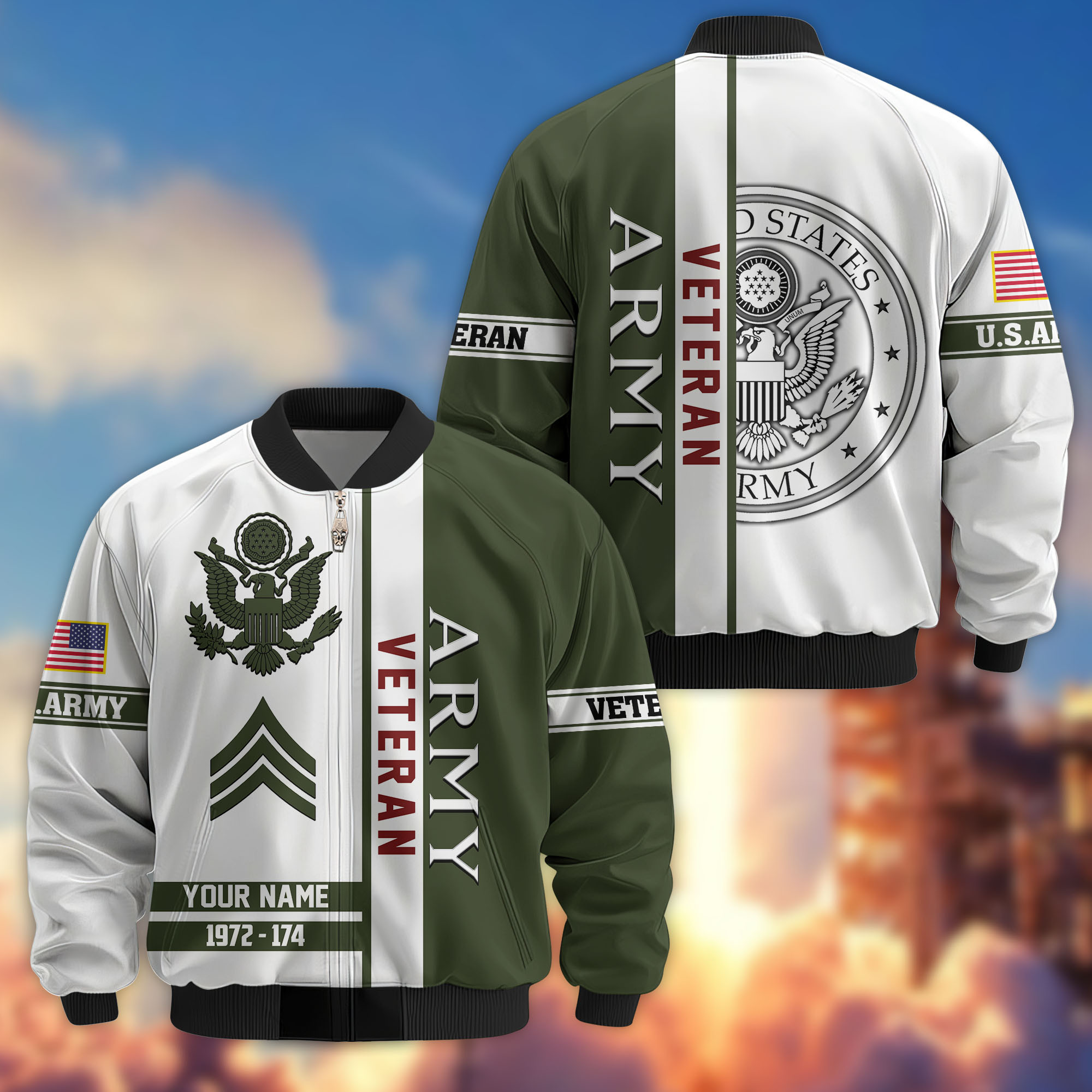 Premium Custom US Army Veteran Bomber Jacket VPVC805010, Gifts For US Army Veteran, Gifts On Father’s Day, Veterans Day