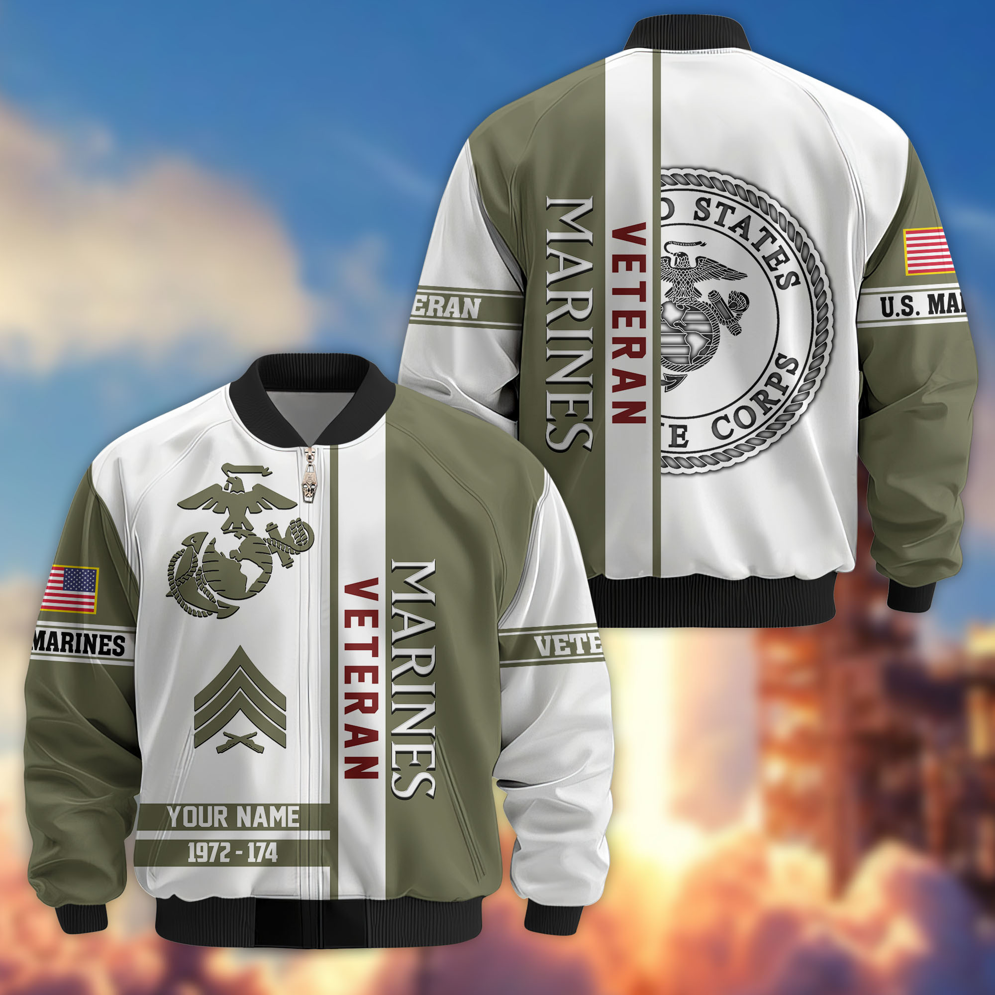 Premium Custom USMC Veteran Bomber Jacket VPVC805011, Gifts For US Marine Veteran, Gifts On Father’s Day, Veterans Day