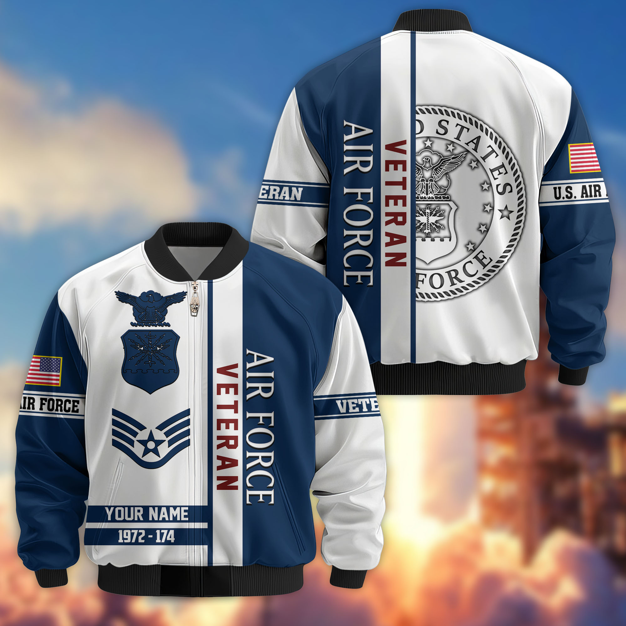 Premium Custom USAF Veteran Bomber Jacket VPVC805004, Gifts For US Air Force Veteran, Gifts On Father’s Day, Veterans Day