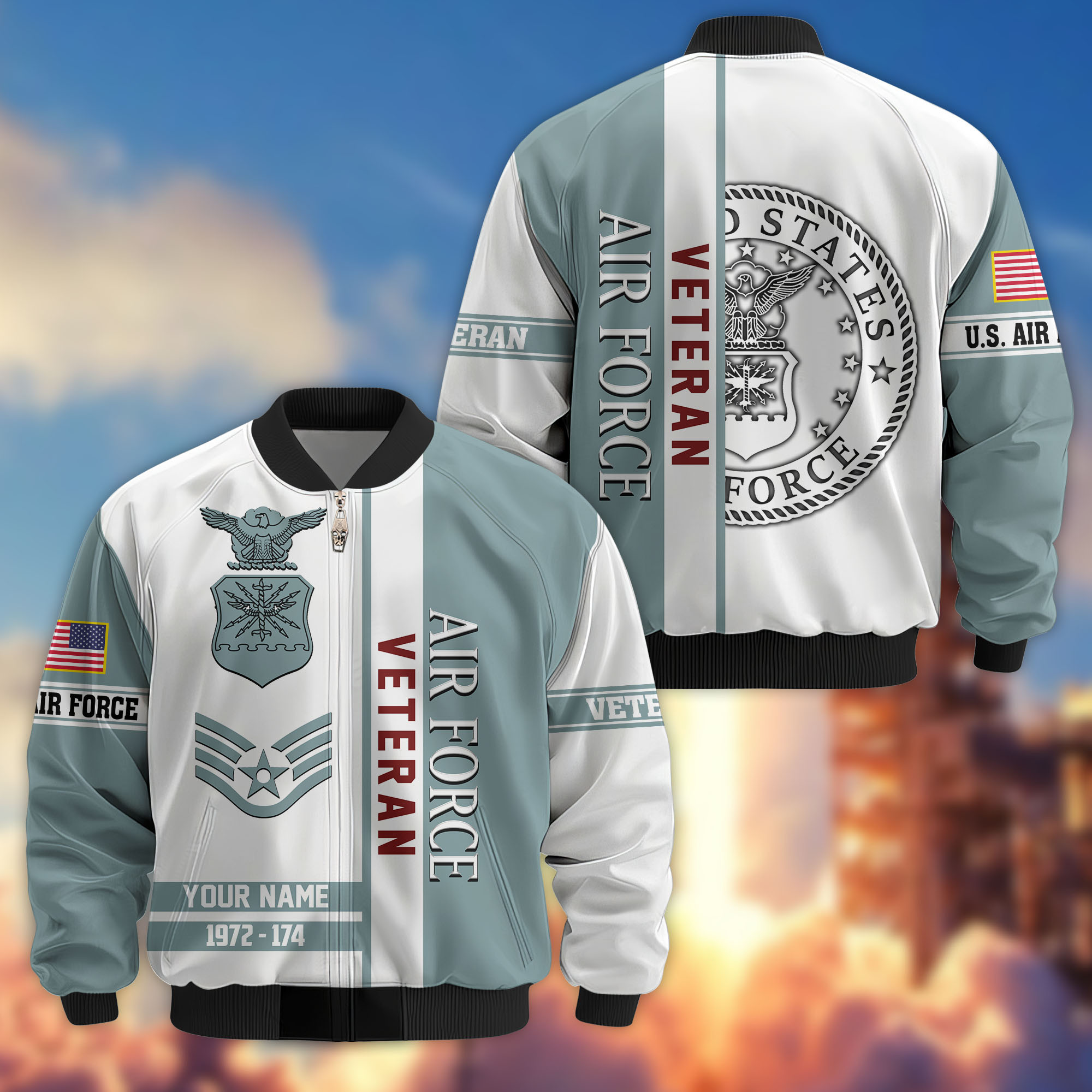Premium Custom USAF Veteran Bomber Jacket VPVC805012, Gifts For US Air Force Veteran, Gifts On Father’s Day, Veterans Day