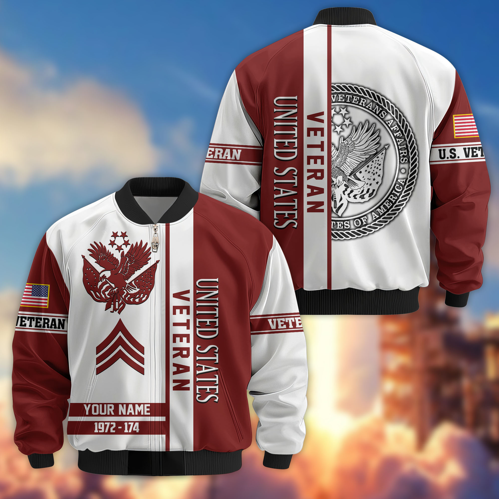 Premium Custom US Veteran Bomber Jacket VPVC805007, Gifts For US Veteran, Gifts On Father’s Day, Veterans Day
