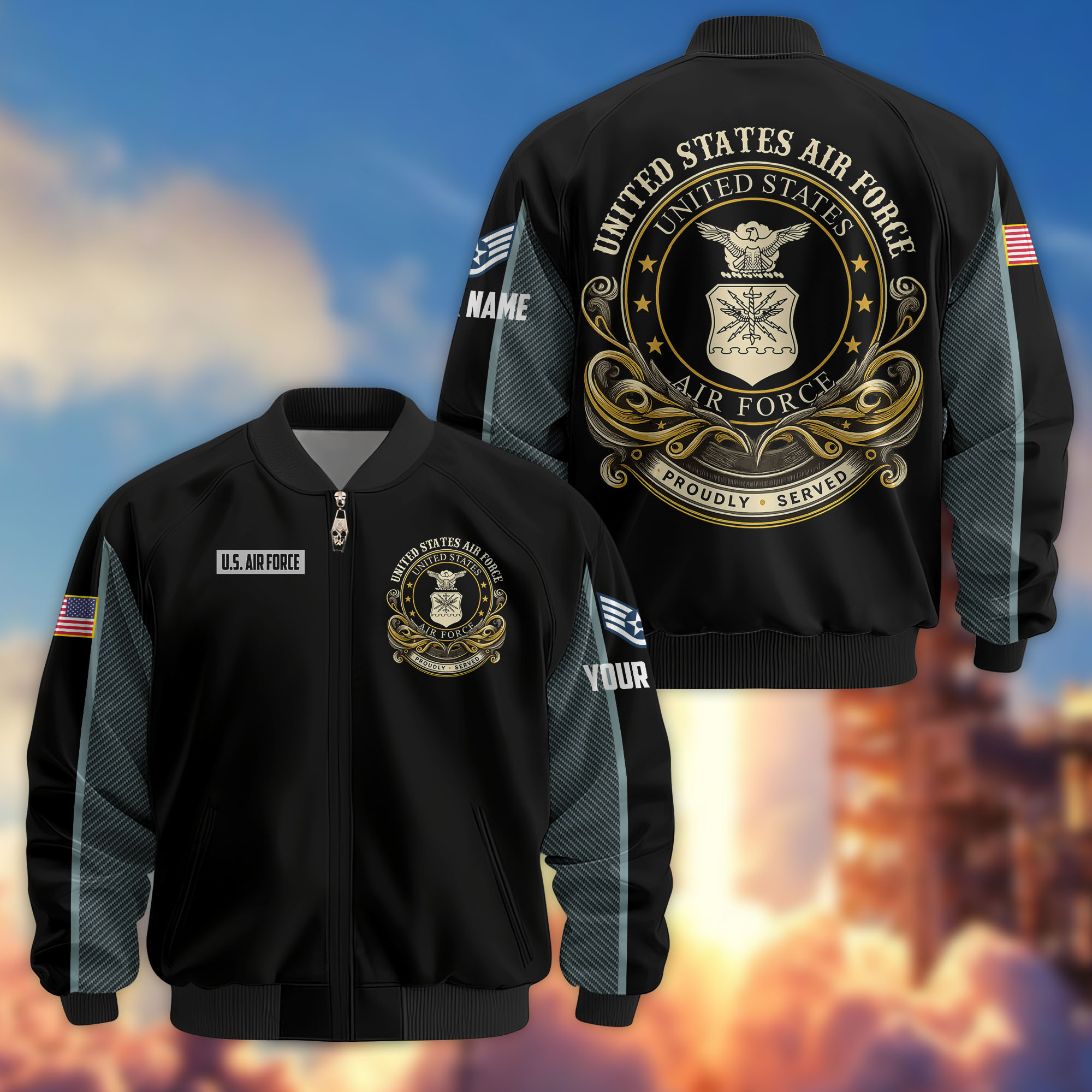 Premium Custom USAF Veteran Bomber Jacket VPVC805104, Gifts For US Air Force Veteran, Gifts On Father’s Day, Veterans Day