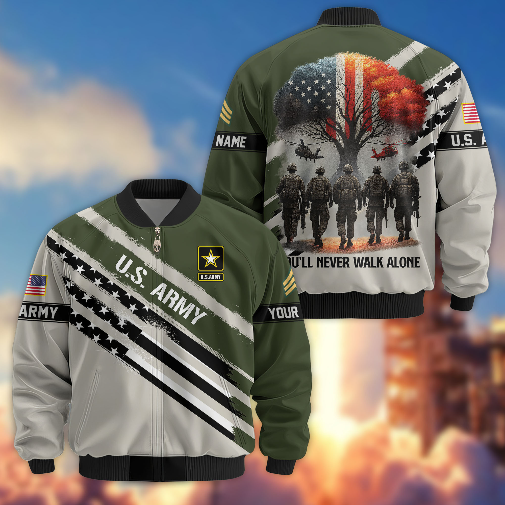 Premium Custom US Army Veteran Bomber Jacket VPVC805201, Gifts For US Army Veteran, Gifts On Father’s Day, Veterans Day