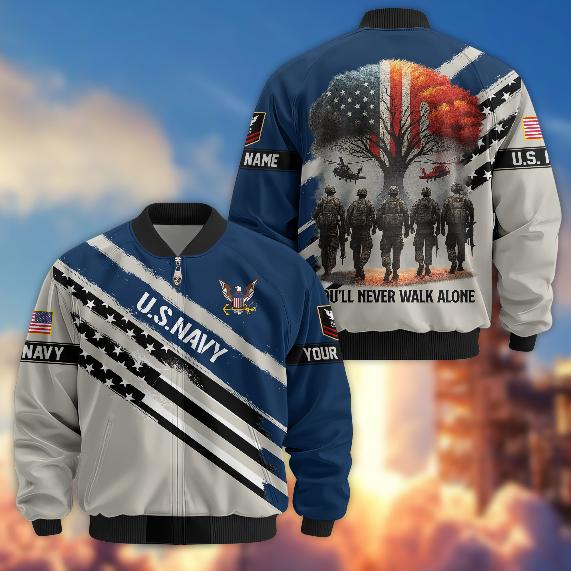 Premium Custom US Navy Veteran Bomber Jacket VPVC805202, Gifts For US Navy Veteran, Gifts On Father’s Day, Veterans Day