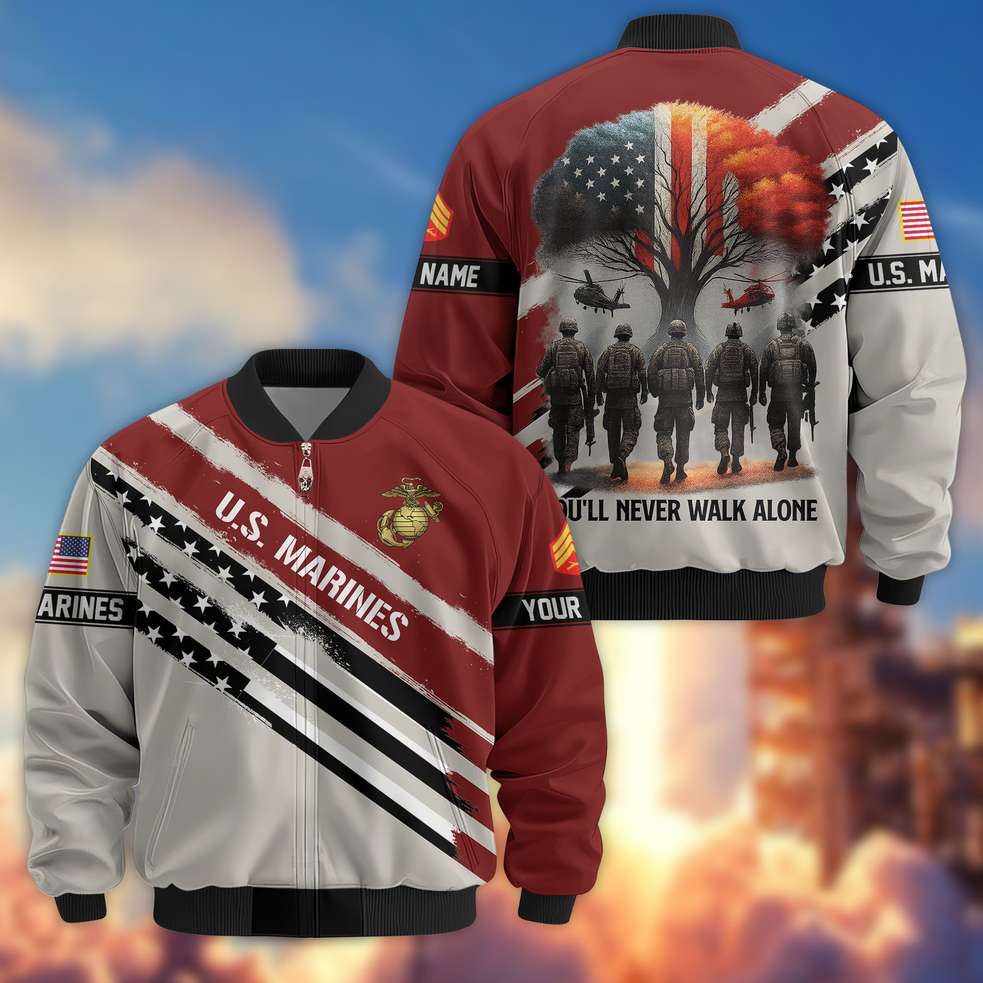 Premium Custom USMC Veteran Bomber Jacket VPVC805203, Gifts For US Marine Veteran, Gifts On Father’s Day, Veterans Day