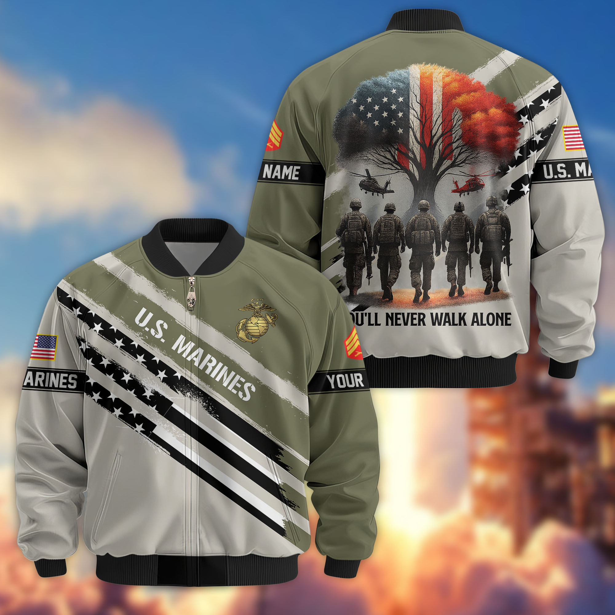 Premium Custom USMC Veteran Bomber Jacket VPVC805211, Gifts For US Marine Veteran, Gifts On Father’s Day, Veterans Day