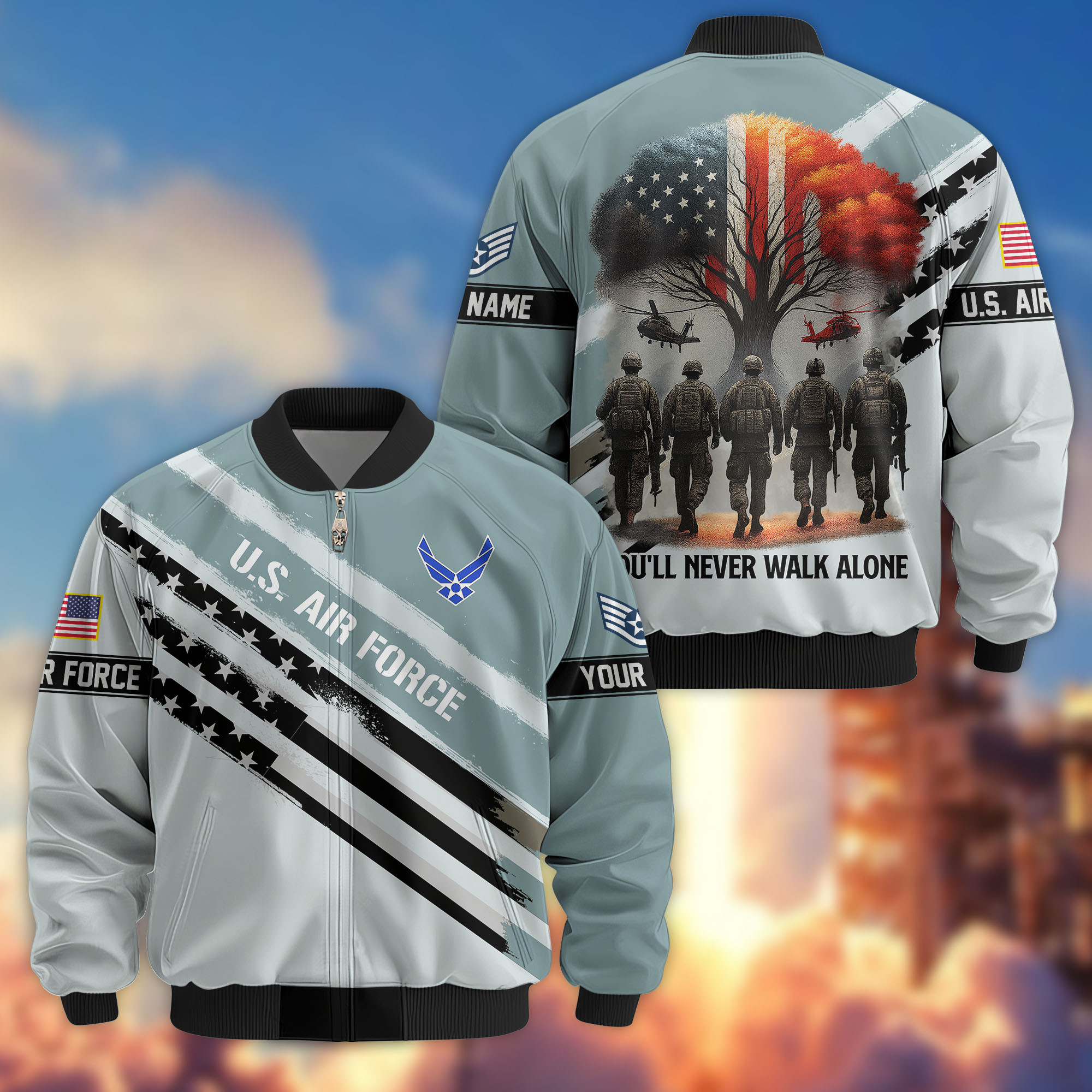 Premium Custom USAF Veteran Bomber Jacket VPVC805204, Gifts For US Air Force Veteran, Gifts On Father’s Day, Veterans Day