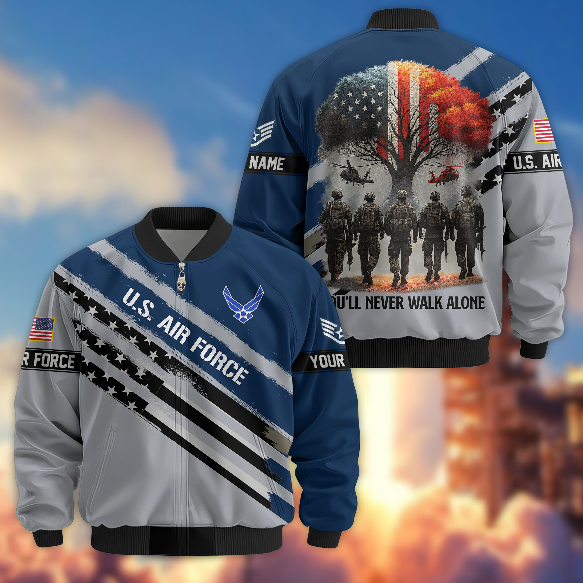 Premium Custom USAF Veteran Bomber Jacket VPVC805212, Gifts For US Air Force Veteran, Gifts On Father’s Day, Veterans Day