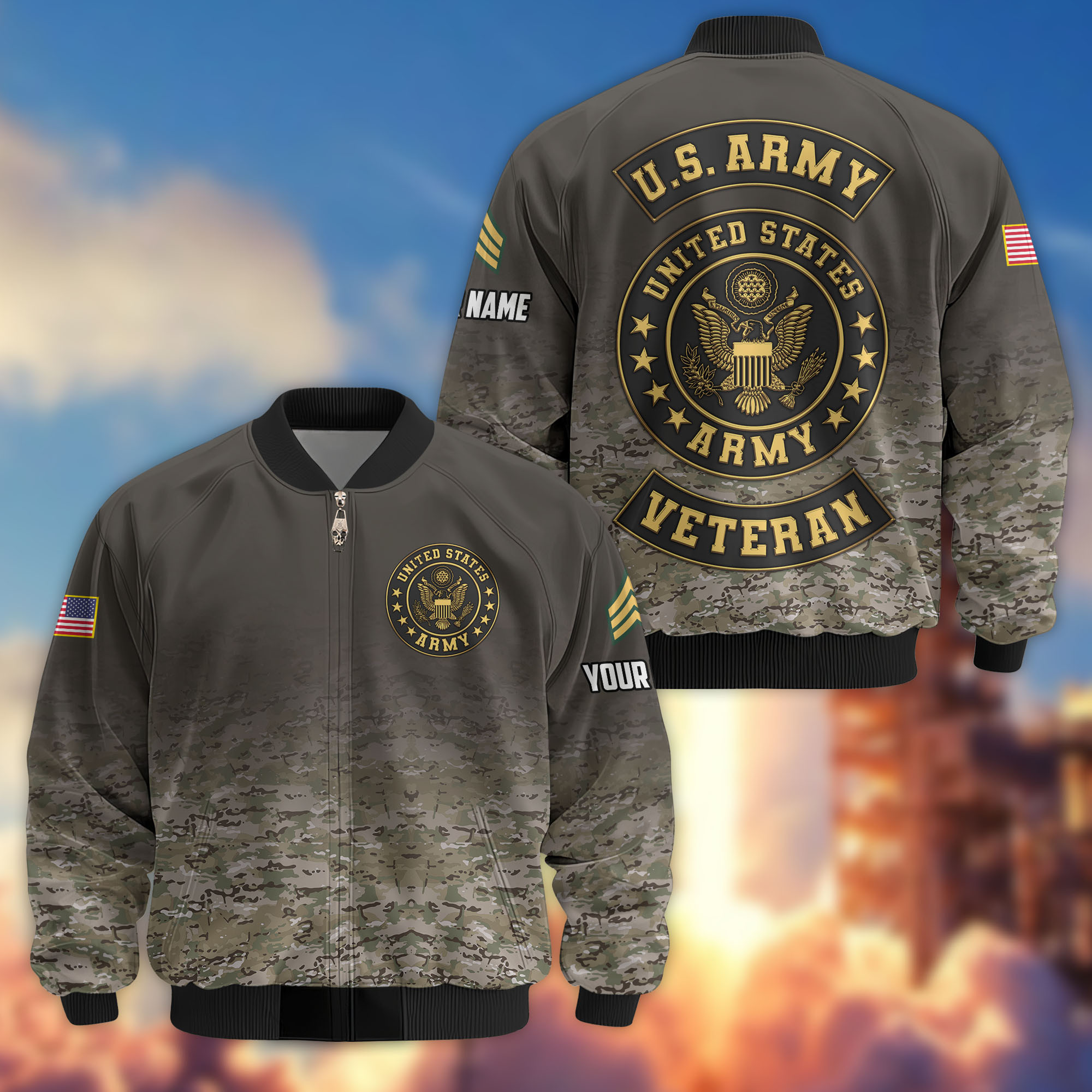 Premium Custom US Army Veteran Bomber Jacket VPVC805701, Gifts For US Army Veteran, Gifts On Father’s Day, Veterans Day