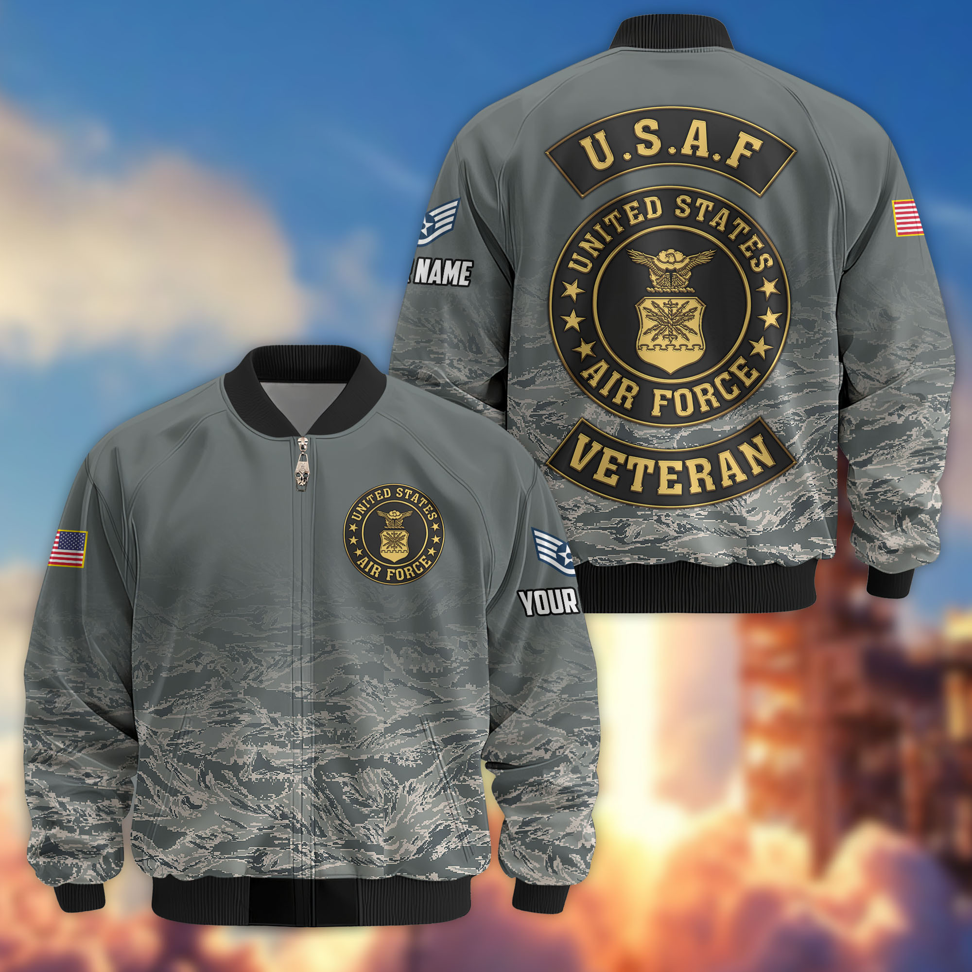 Premium Custom USAF Veteran Bomber Jacket VPVC805704, Gifts For US Air Force Veteran, Gifts On Father’s Day, Veterans Day