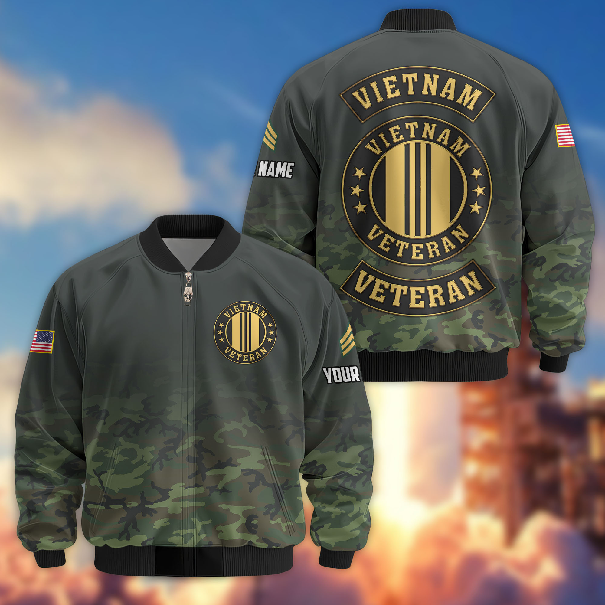 Premium Custom Vietnam Veteran Bomber Jacket VPVC805706, Gifts For Vietnam Veteran, Gifts On Father’s Day, Veterans Day