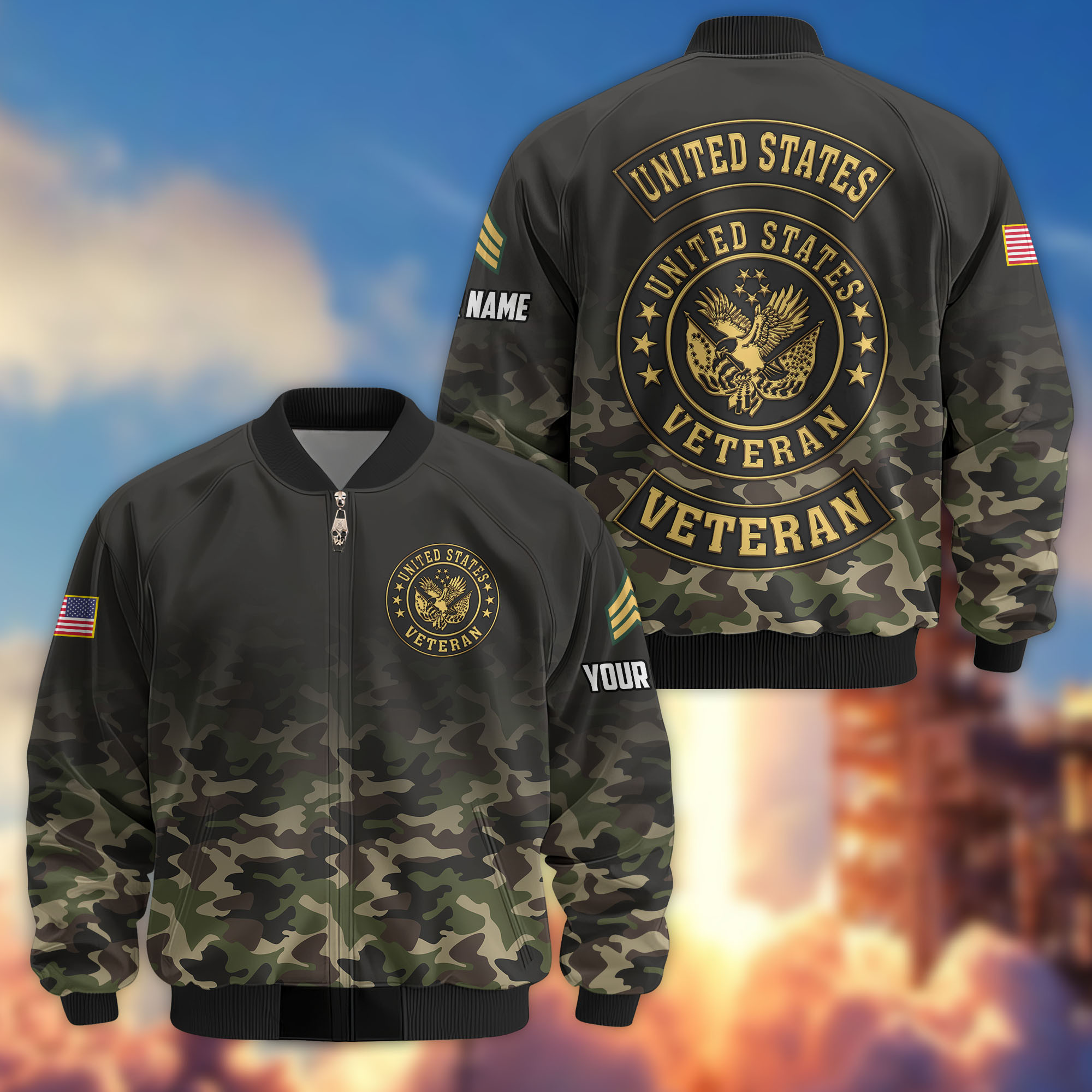 Premium Custom US Veteran Bomber Jacket VPVC805707, Gifts For US Veteran, Gifts On Father’s Day, Veterans Day