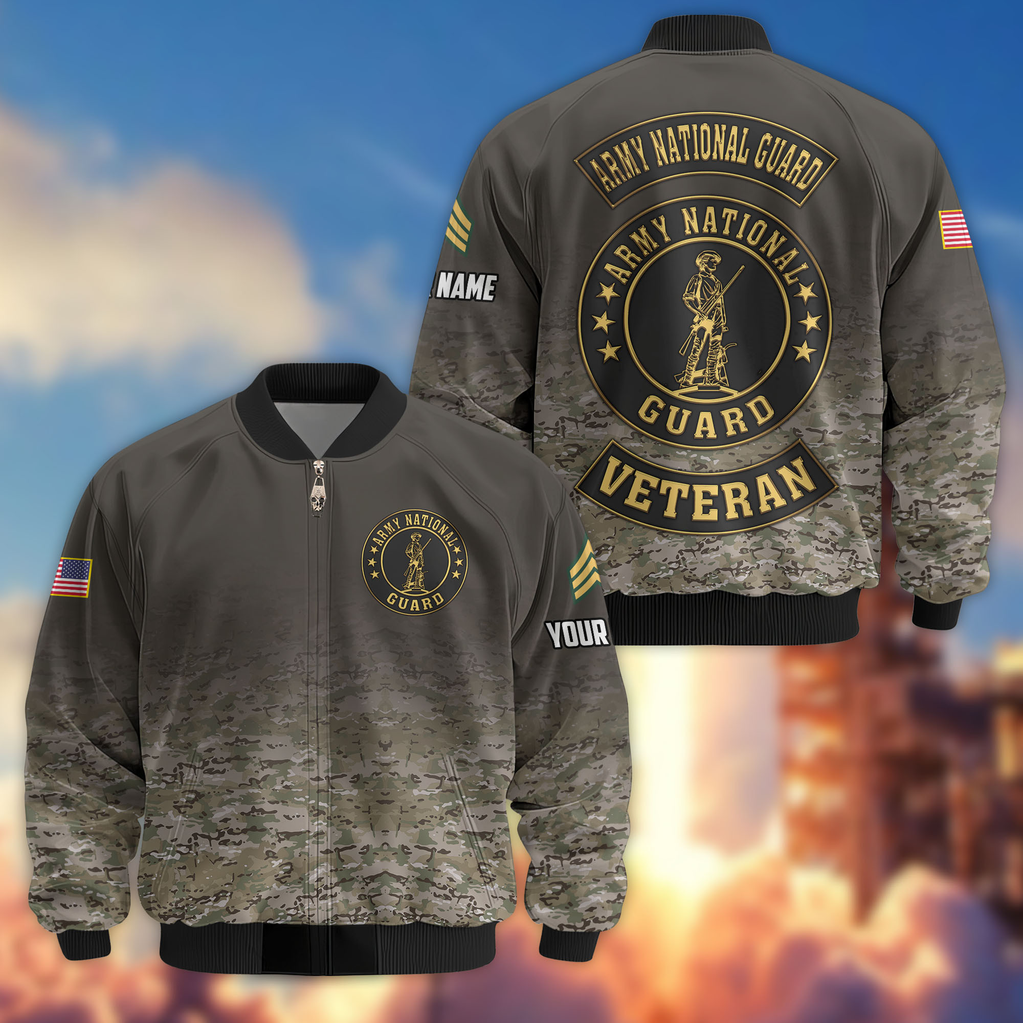 Premium Custom US Army National Guard Veteran Bomber Jacket VPVC805708, Gifts For Army National Guard Veteran, Gifts On Father’s Day, Veterans Day