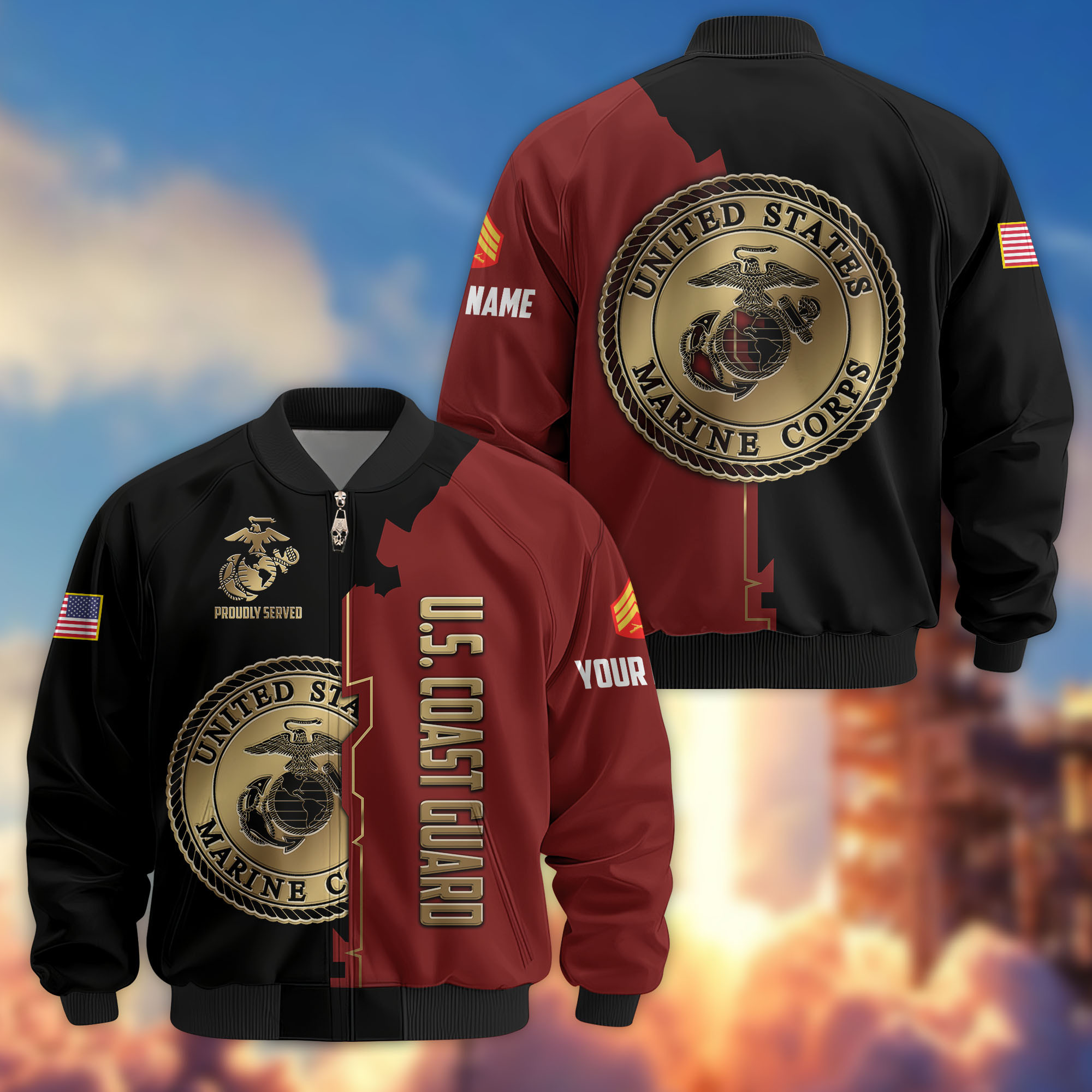 Premium Custom USMC Veteran Bomber Jacket VPVC805803, Gifts For US Marine Veteran, Gifts On Father’s Day, Veterans Day