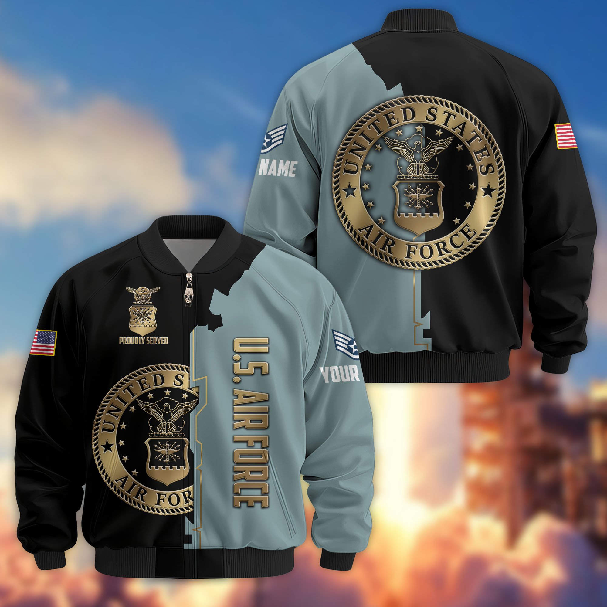 Premium Custom USAF Veteran Bomber Jacket VPVC805804, Gifts For US Air Force Veteran, Gifts On Father’s Day, Veterans Day