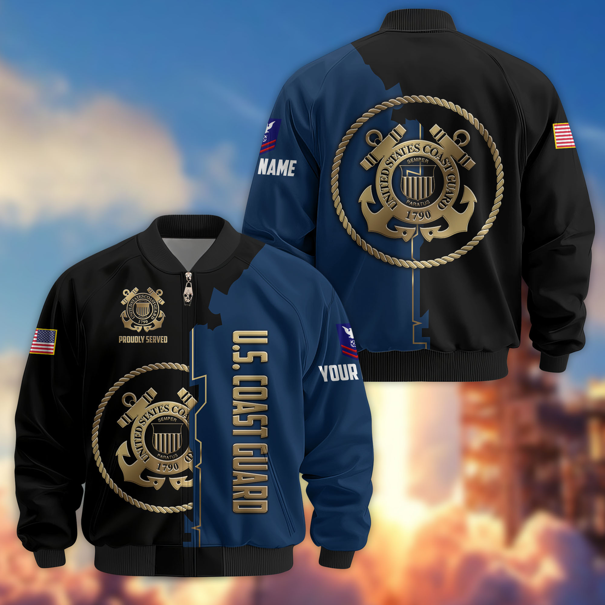 Premium Custom USCG Veteran Bomber Jacket VPVC805805, Gifts For Coast Guard Veteran, Gifts On Father’s Day, Veterans Day