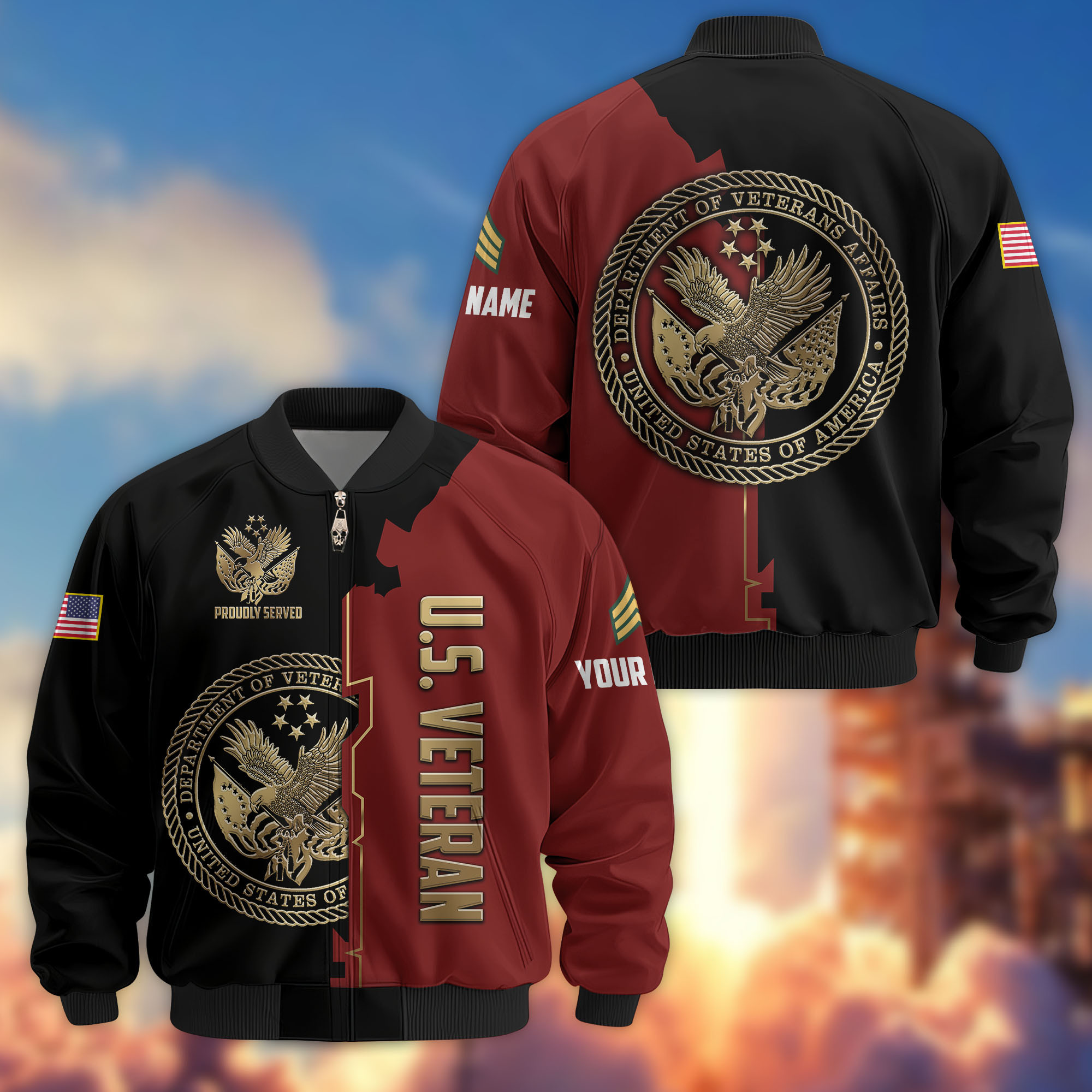 Premium Custom US Veteran Bomber Jacket VPVC805807, Gifts For US Veteran, Gifts On Father’s Day, Veterans Day