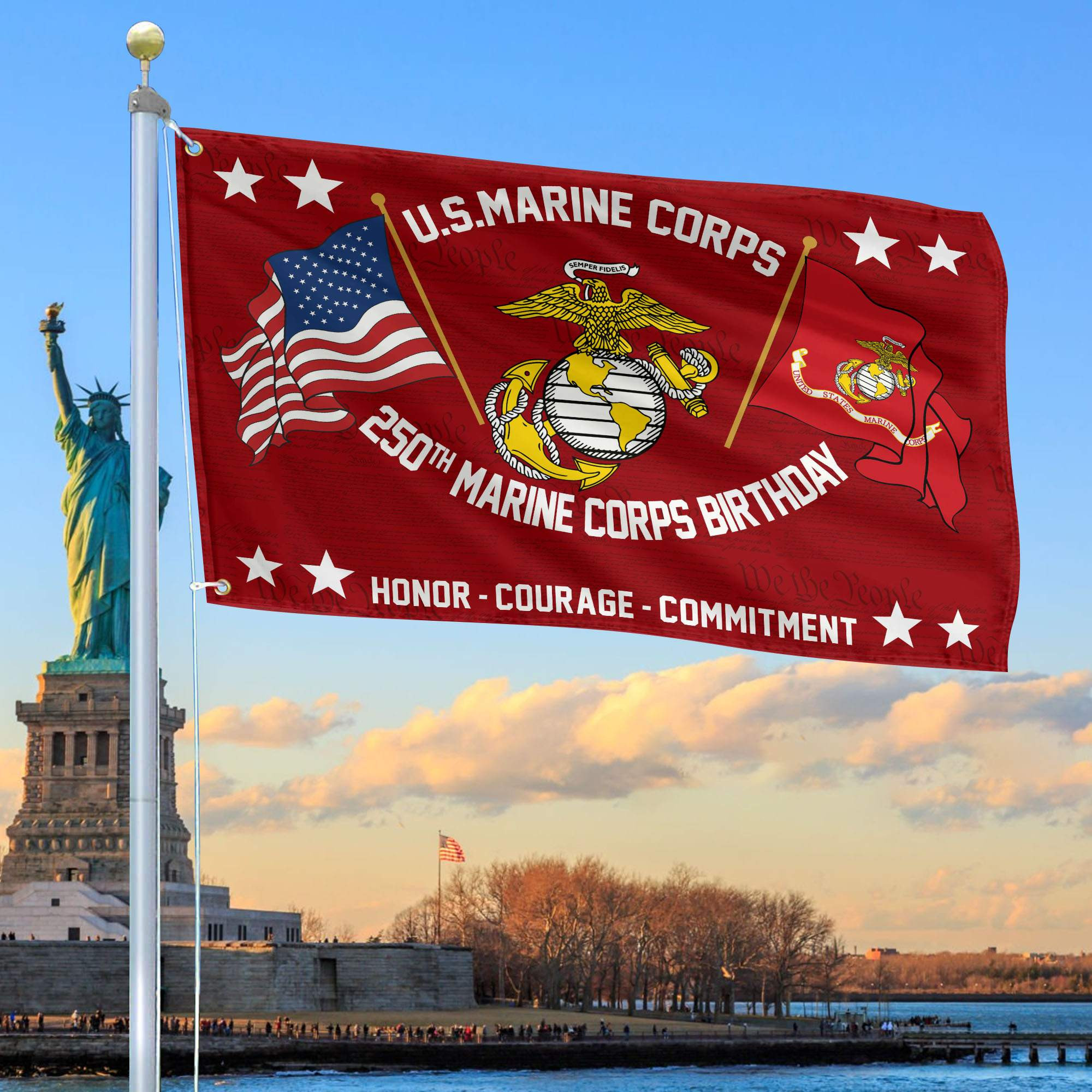 Premium USMC Grommet Flag CPVC250911, 250th Marine Corps Birthday Flag, Gifts For Marine Veteran, Best Gifts On Father’s Day, Veterans Day