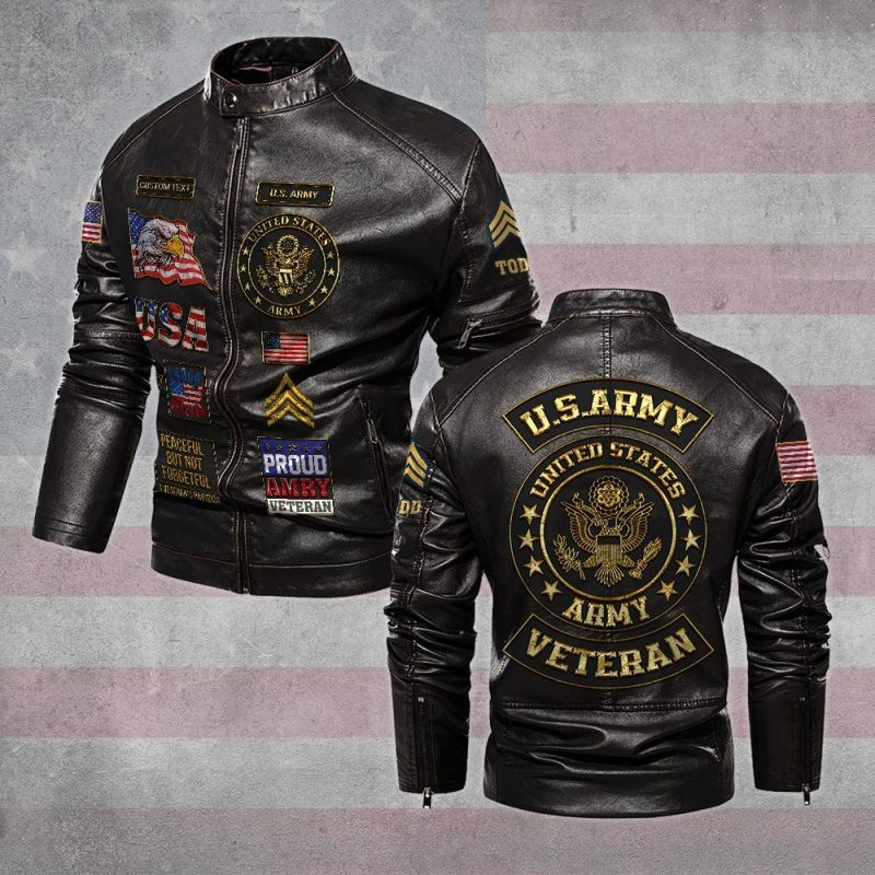 Premium Personalized US Army Veteran Leather Jacket VPVC702293, Gifts For Army Veteran, Gifts On Father’s Day, Veterans Day