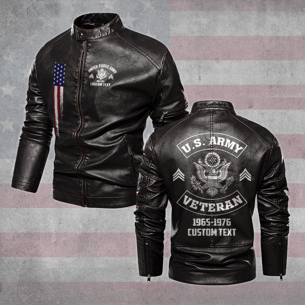Premium Custom US Army Veteran Leather Jacket VPVC702297, Gifts For Army Veteran, Gifts On Father’s Day, Veterans Day