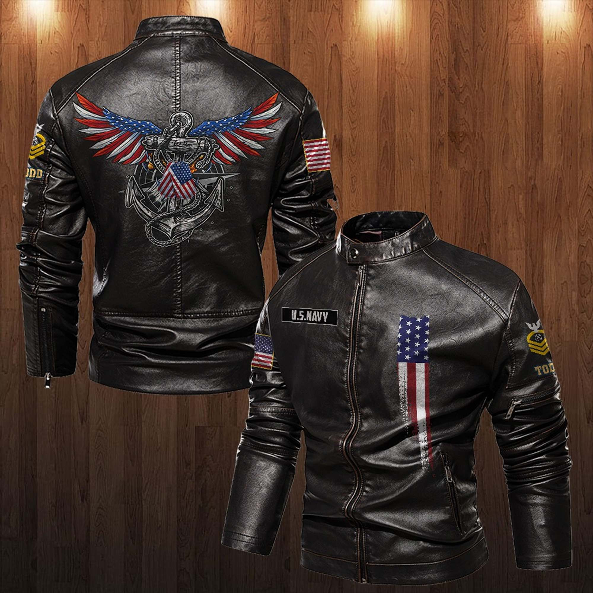 Premium Custom US Navy Veteran Leather Jacket VPVC702298, Gifts For Navy Veteran, Gifts On Father’s Day, Veterans Day