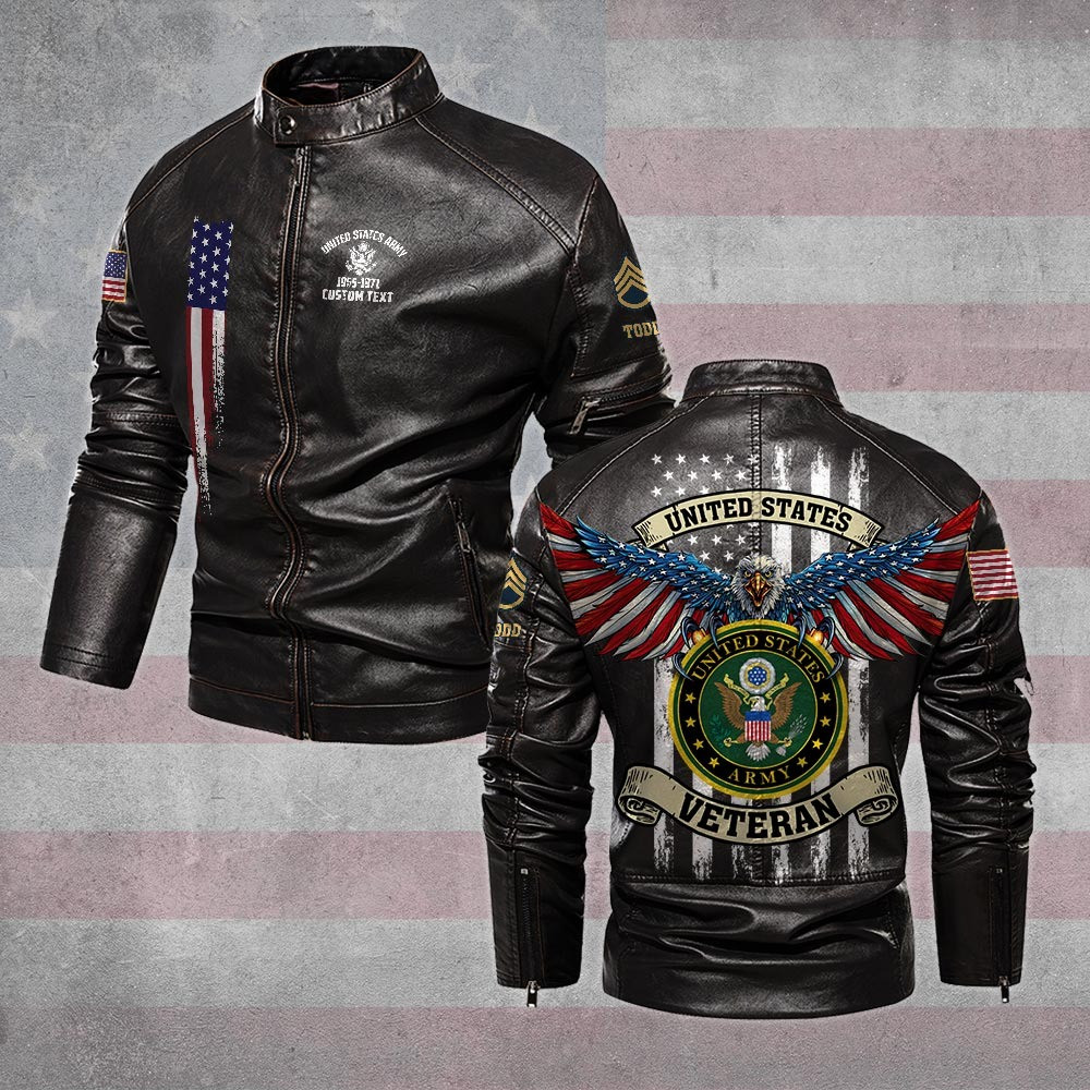 Premium Custom US Army Veteran Leather Jacket VPVC702299, Gifts For Army Veteran, Gifts On Father’s Day, Veterans Day