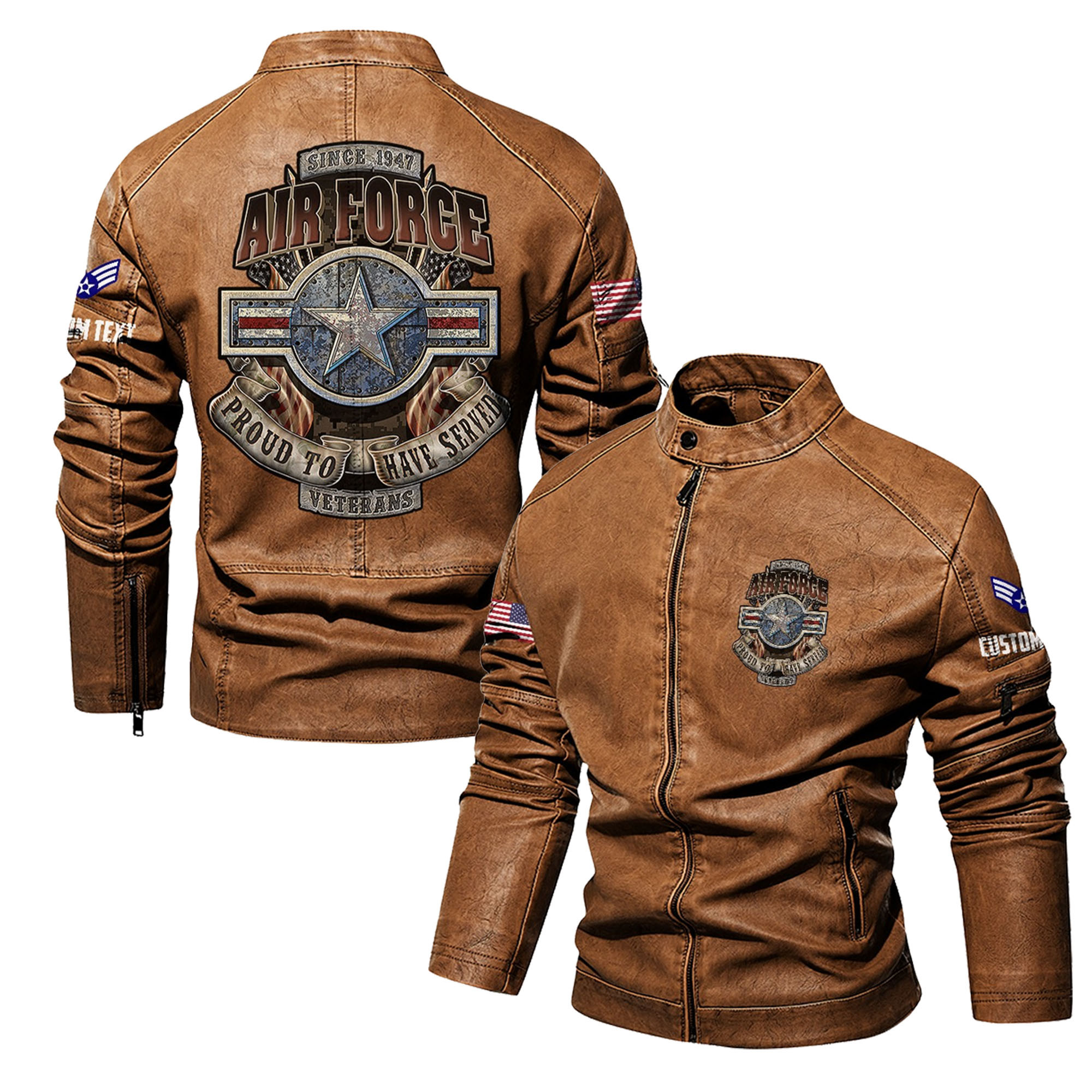 Premium Custom USAF Veteran Leather Jacket VPVC702304, Gifts For Air Force Veteran, Gifts On Father’s Day, Veterans Day