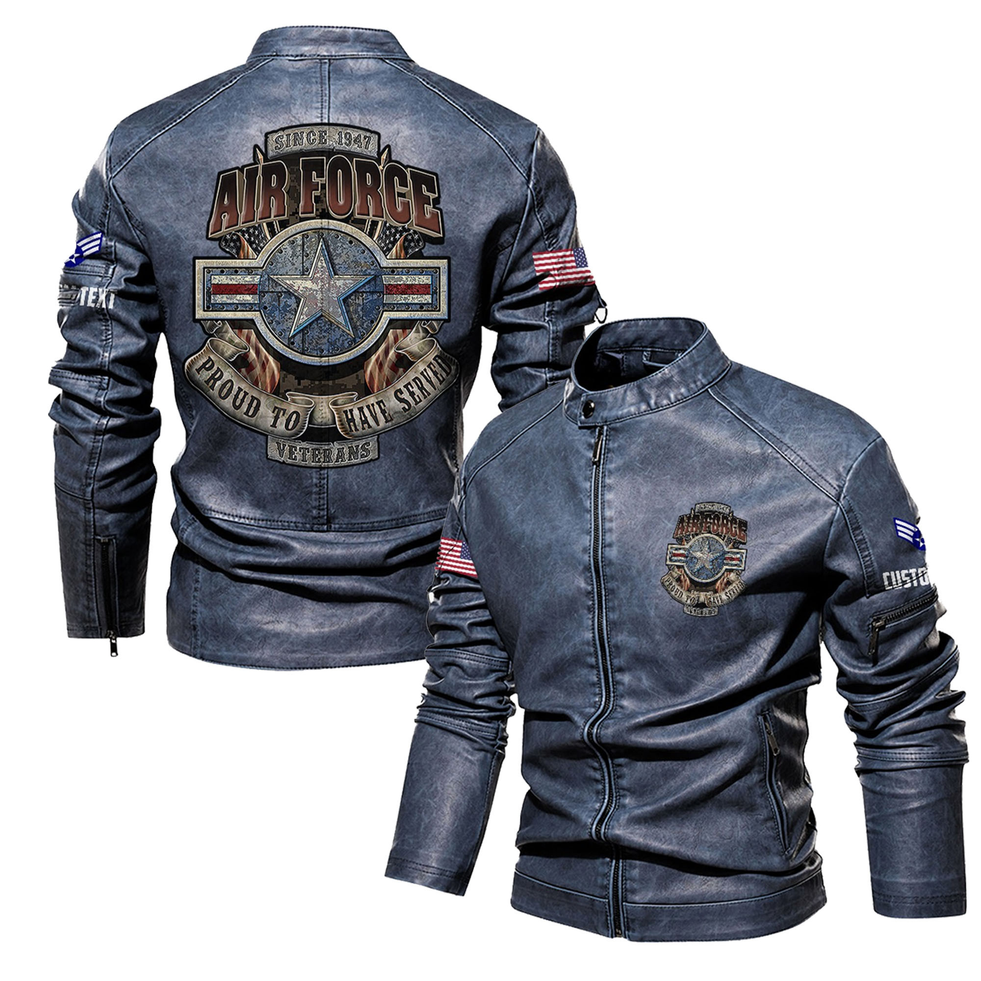 Premium Custom USAF Veteran Leather Jacket VPVC702305, Gifts For Air Force Veteran, Gifts On Father’s Day, Veterans Day