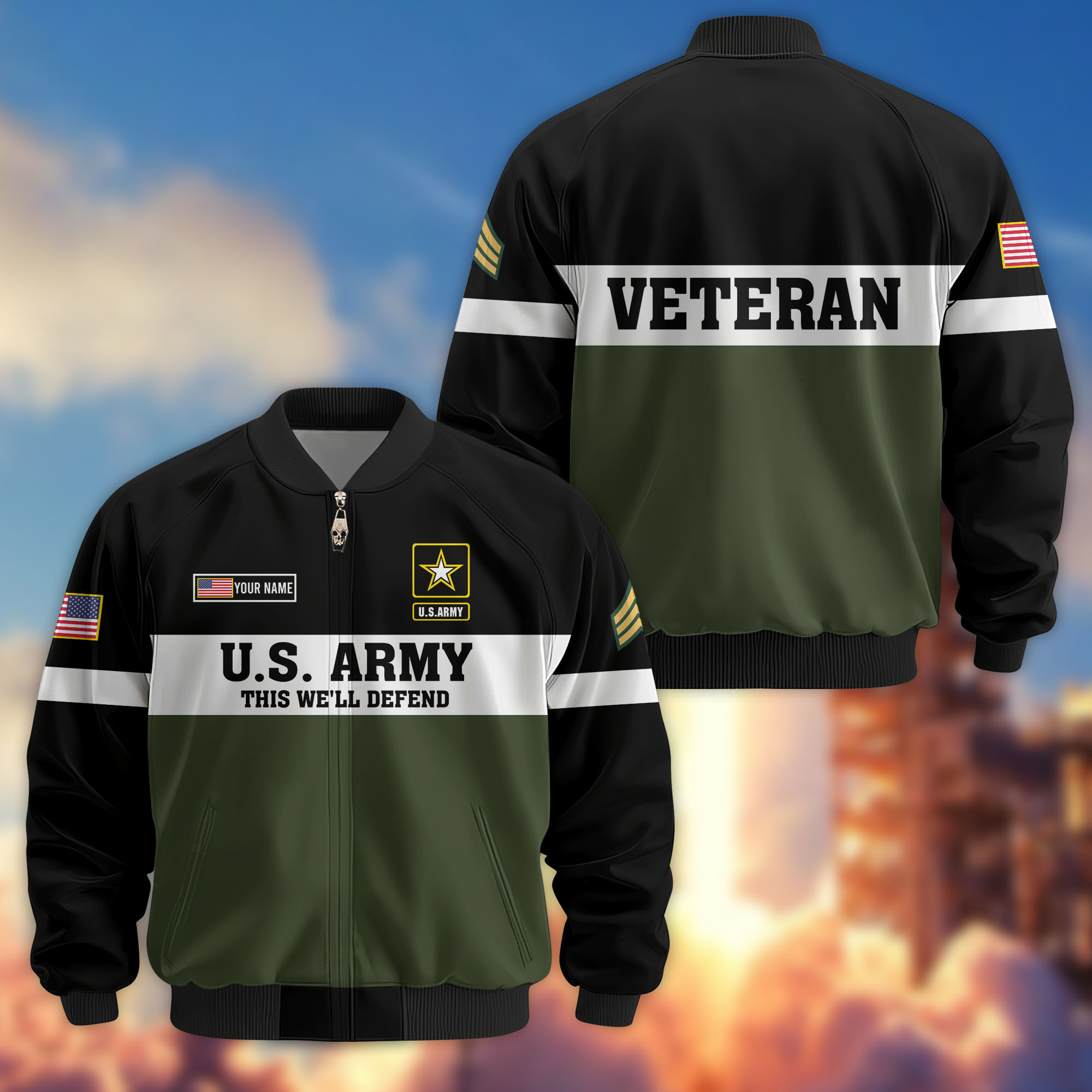 Premium Custom US Army Veteran Bomber Jacket VPVC805301, Gifts For US Army Veteran, Gifts On Father’s Day, Veterans Day