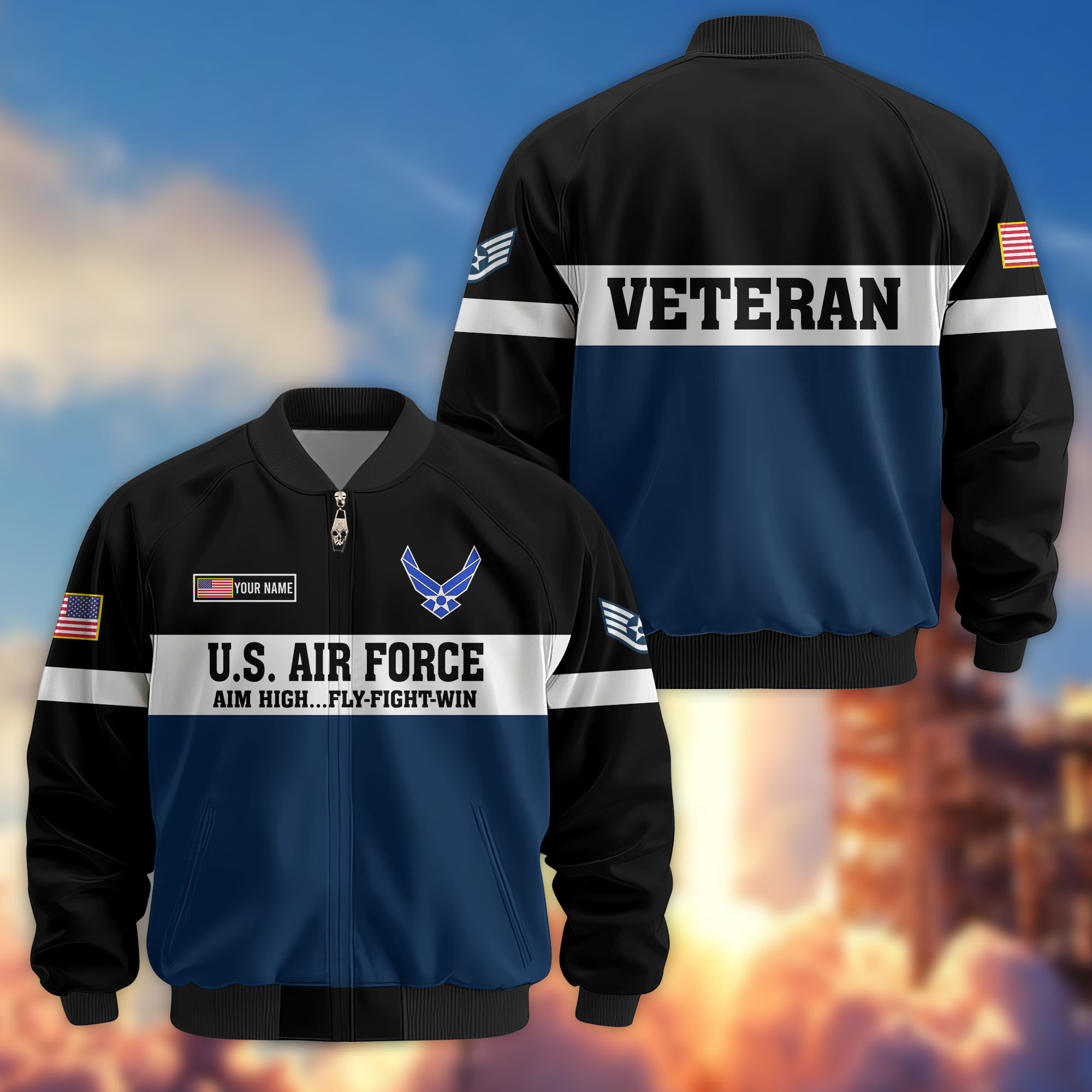 Premium Custom USAF Veteran Bomber Jacket VPVC805312, Gifts For US Air Force Veteran, Gifts On Father’s Day, Veterans Day