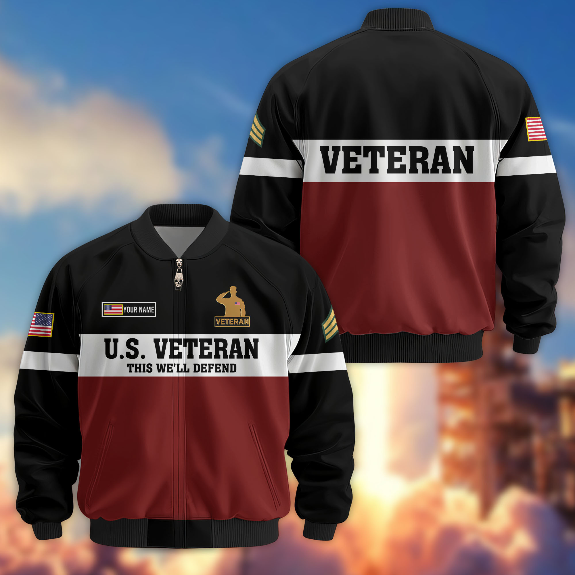 Premium Custom US Veteran Bomber Jacket VPVC805307, Gifts For US Veteran, Gifts On Father’s Day, Veterans Day