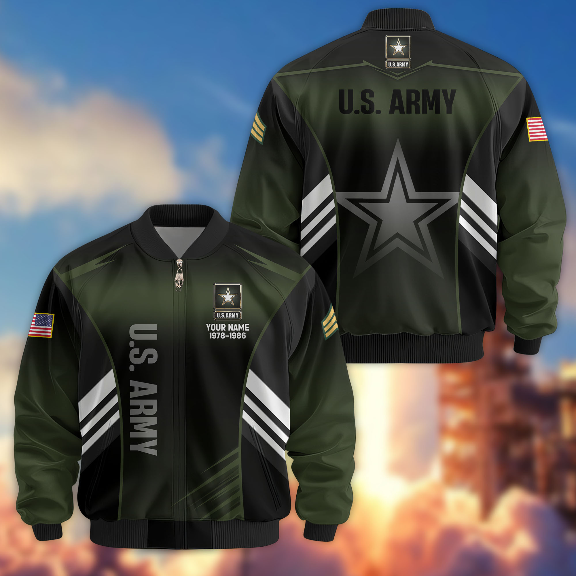 Premium Custom US Army Veteran Bomber Jacket VPVC805401, Gifts For US Army Veteran, Gifts On Father’s Day, Veterans Day