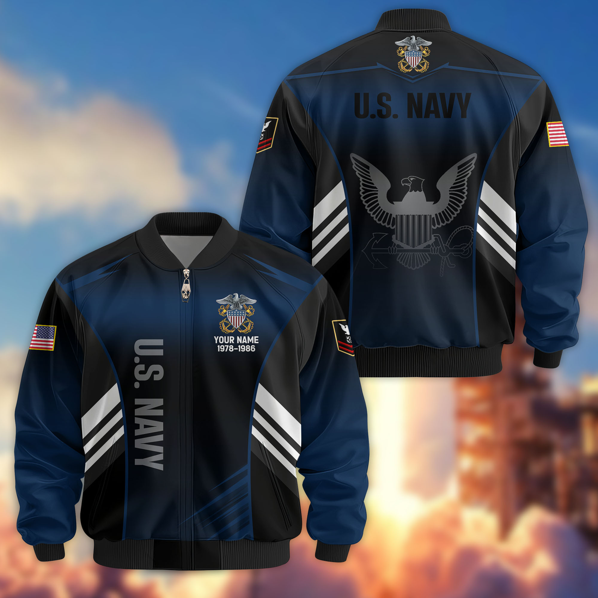 Premium Custom US Navy Veteran Bomber Jacket VPVC805402, Gifts For US Navy Veteran, Gifts On Father’s Day, Veterans Day