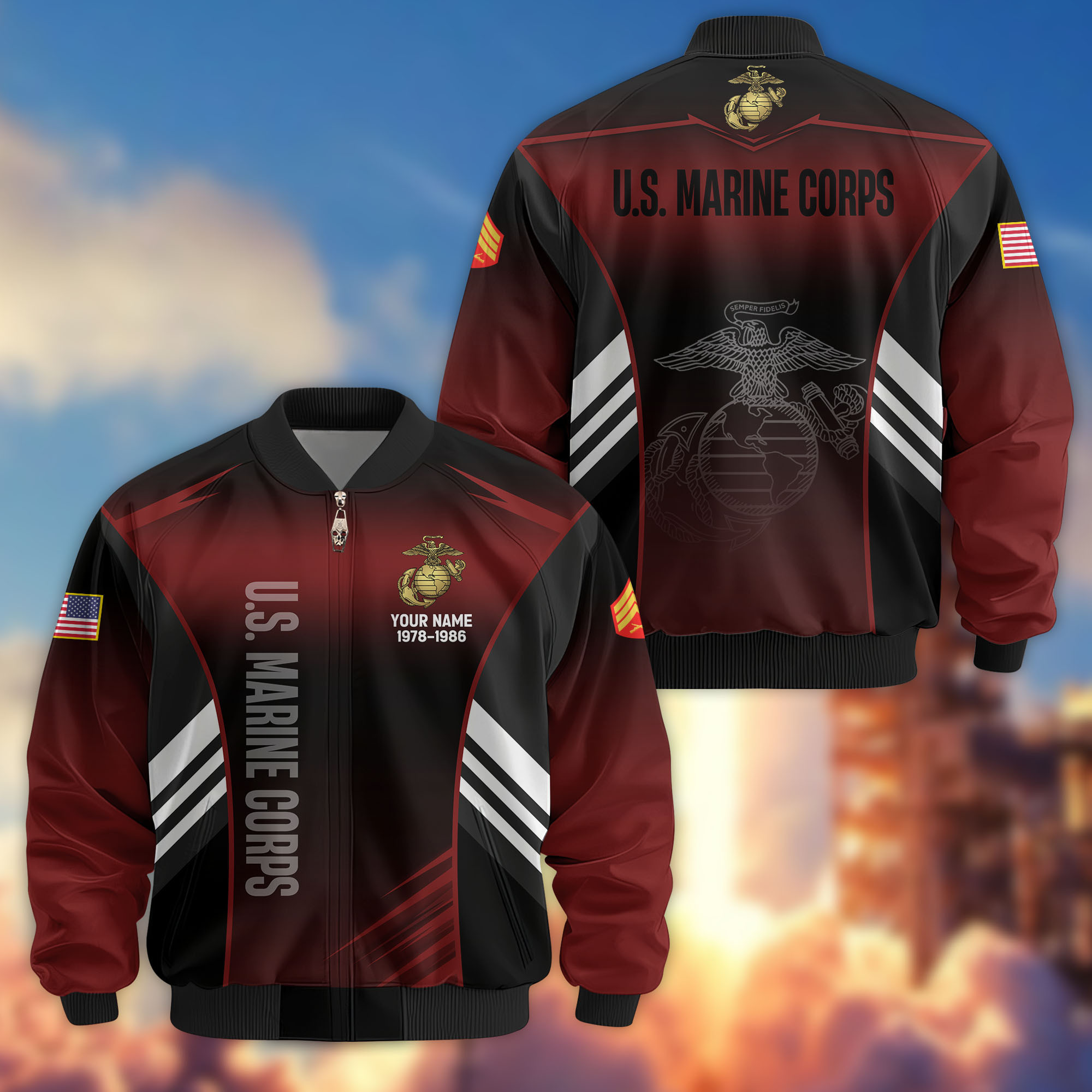 Premium Custom USMC Veteran Bomber Jacket VPVC805403, Gifts For US Marine Veteran, Gifts On Father’s Day, Veterans Day