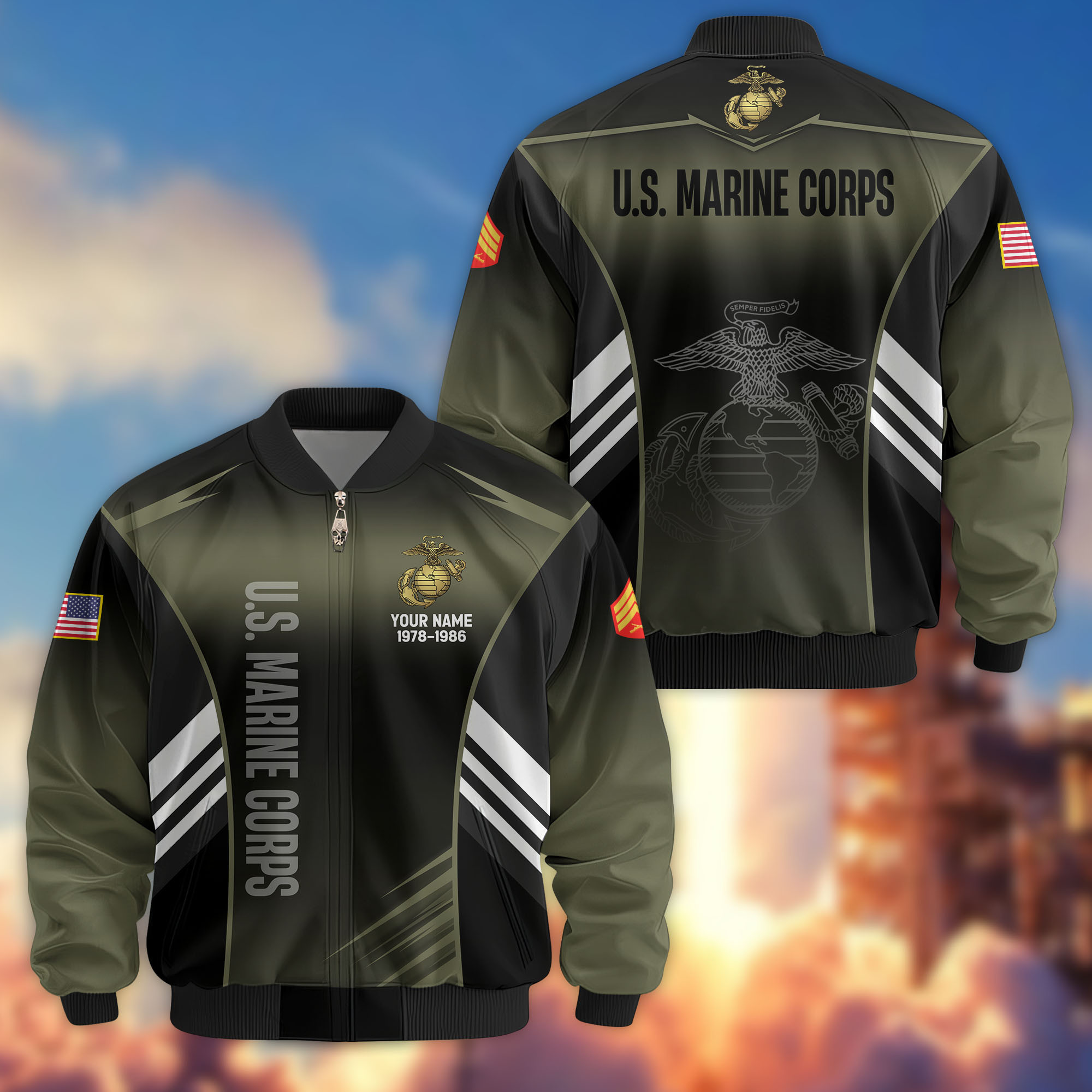 Premium Custom USMC Veteran Bomber Jacket VPVC805411, Gifts For US Marine Veteran, Gifts On Father’s Day, Veterans Day